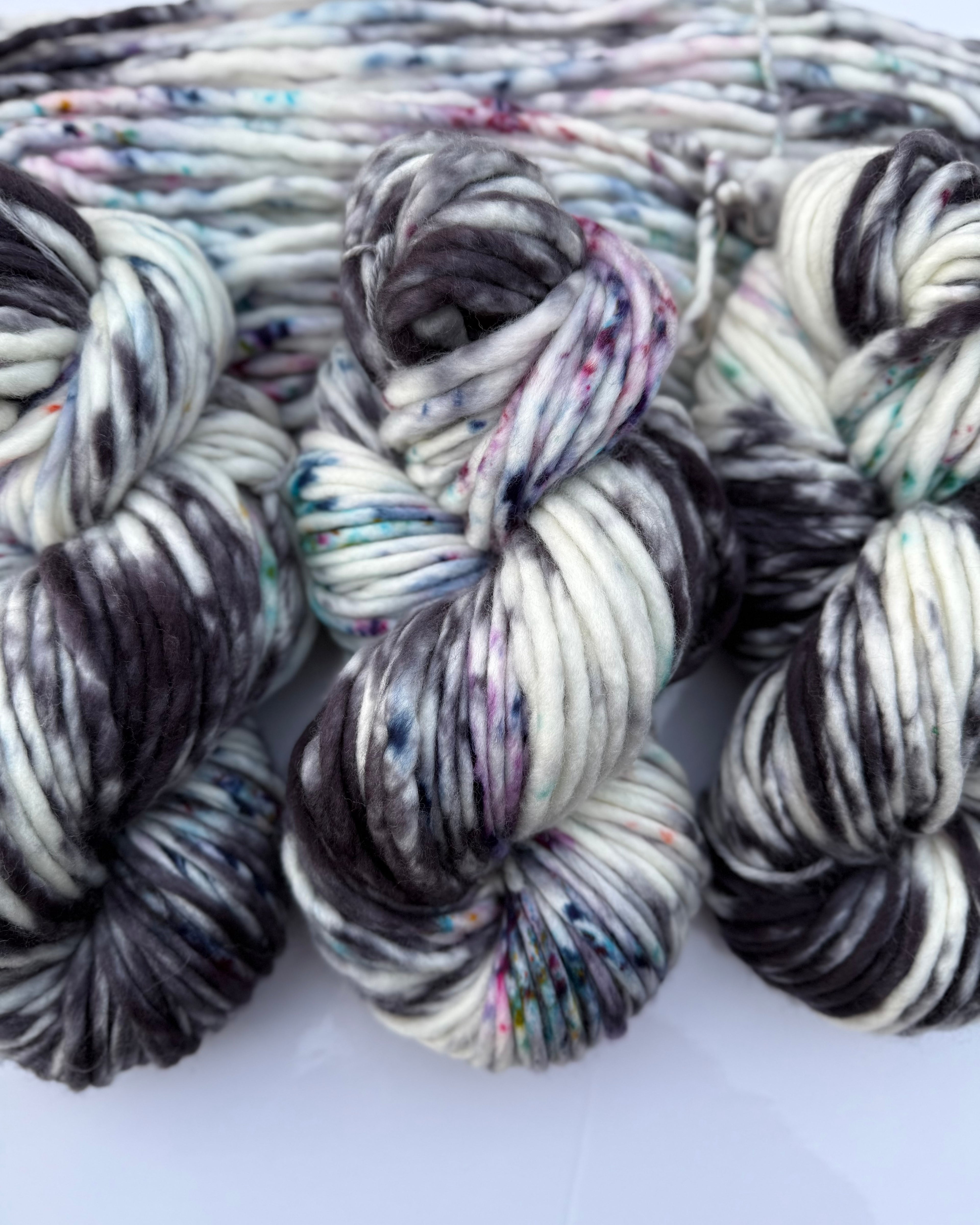 Lunar sprinkles super bulky hand dyed yarn (6) weight