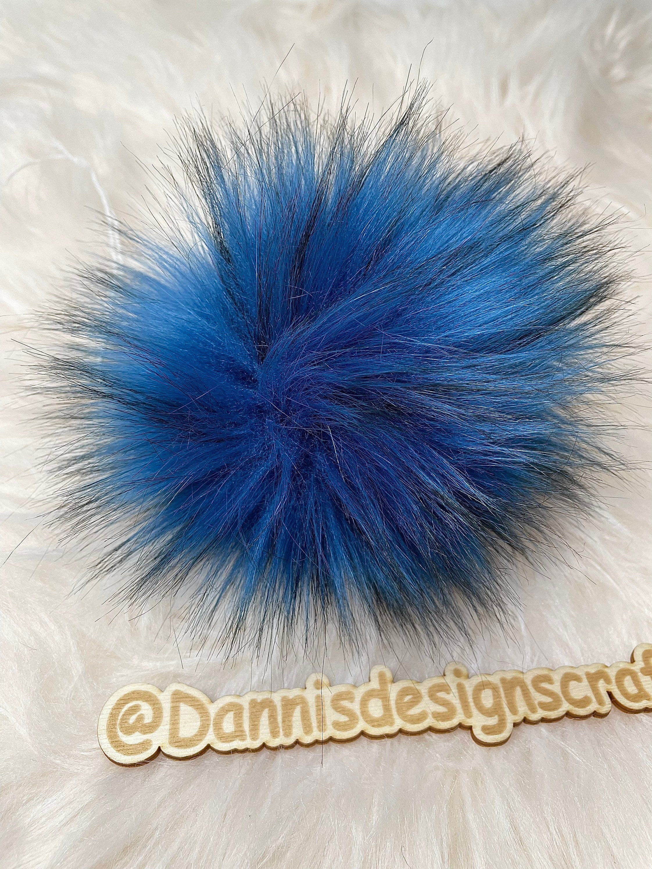 Blue husky Faux fur Pom Pom