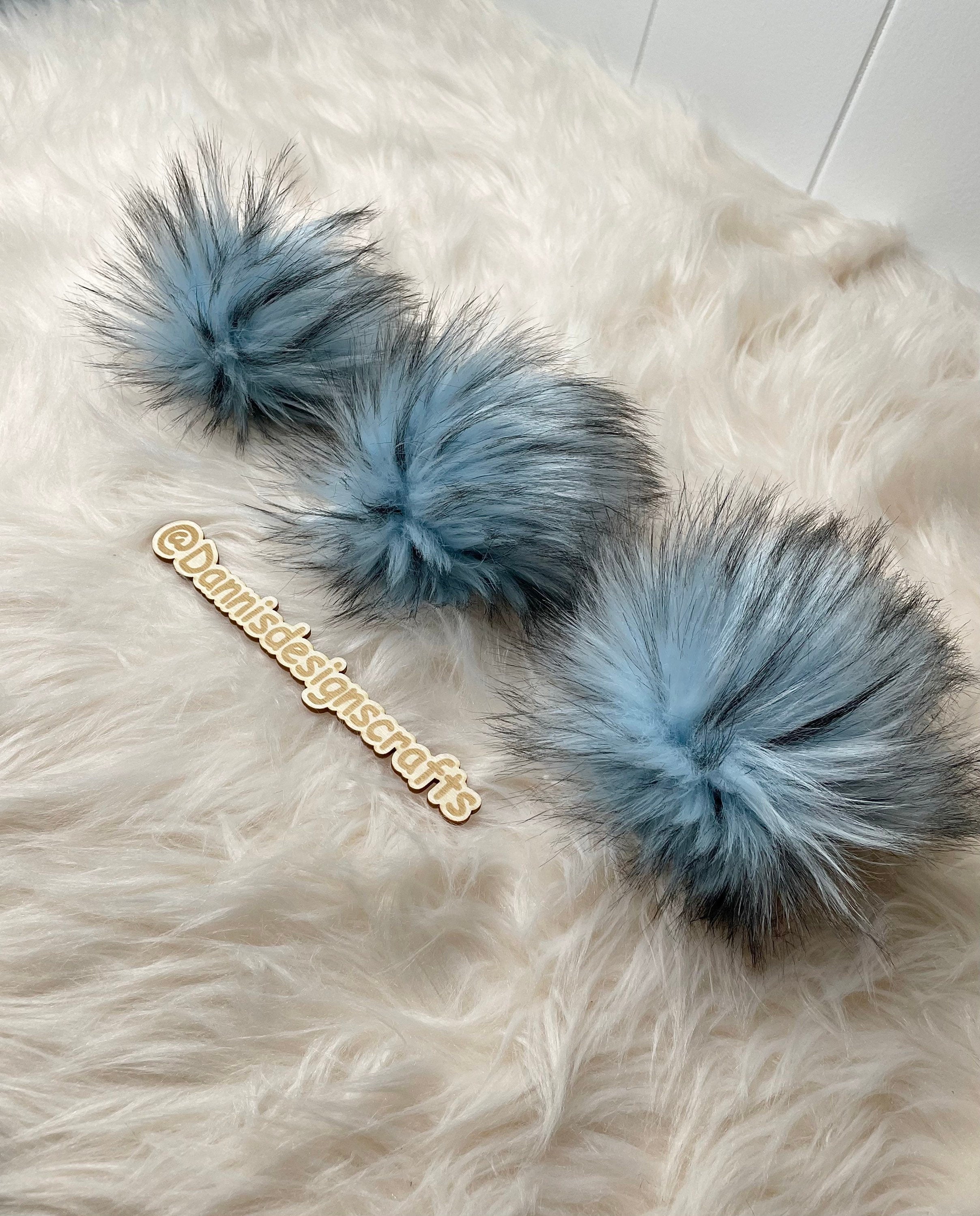Ice blue Faux fur Pom Pom