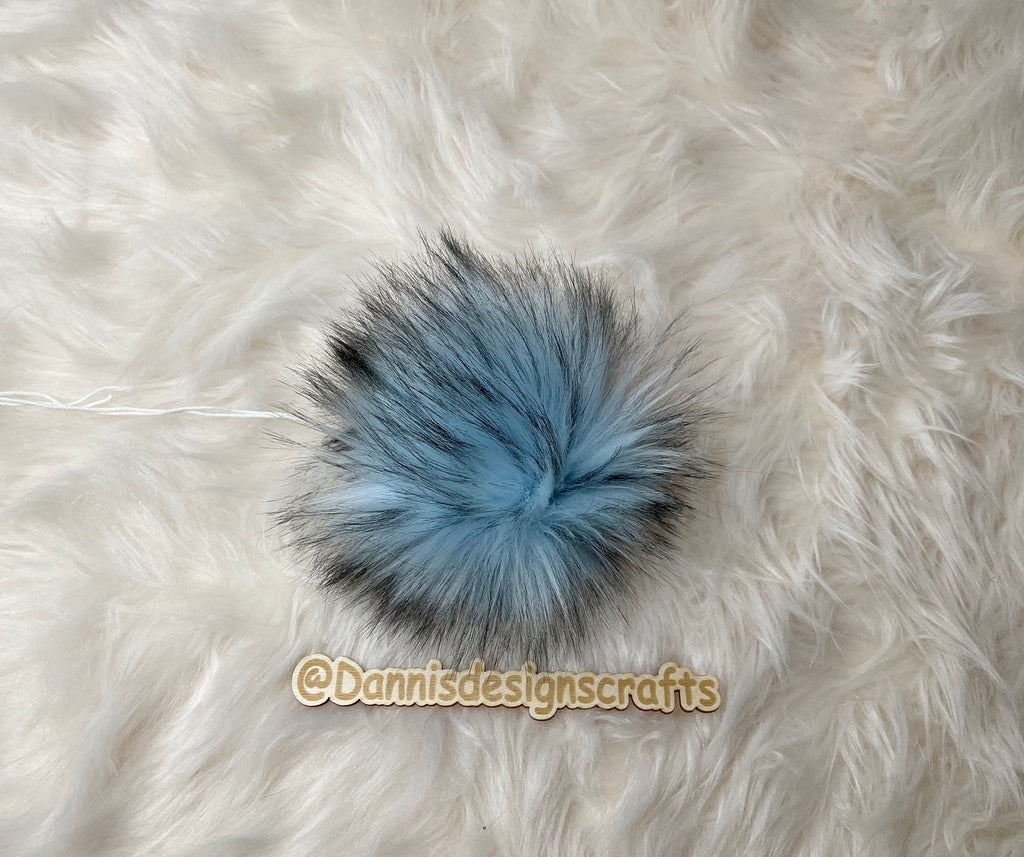 Ice blue Faux fur Pom Pom