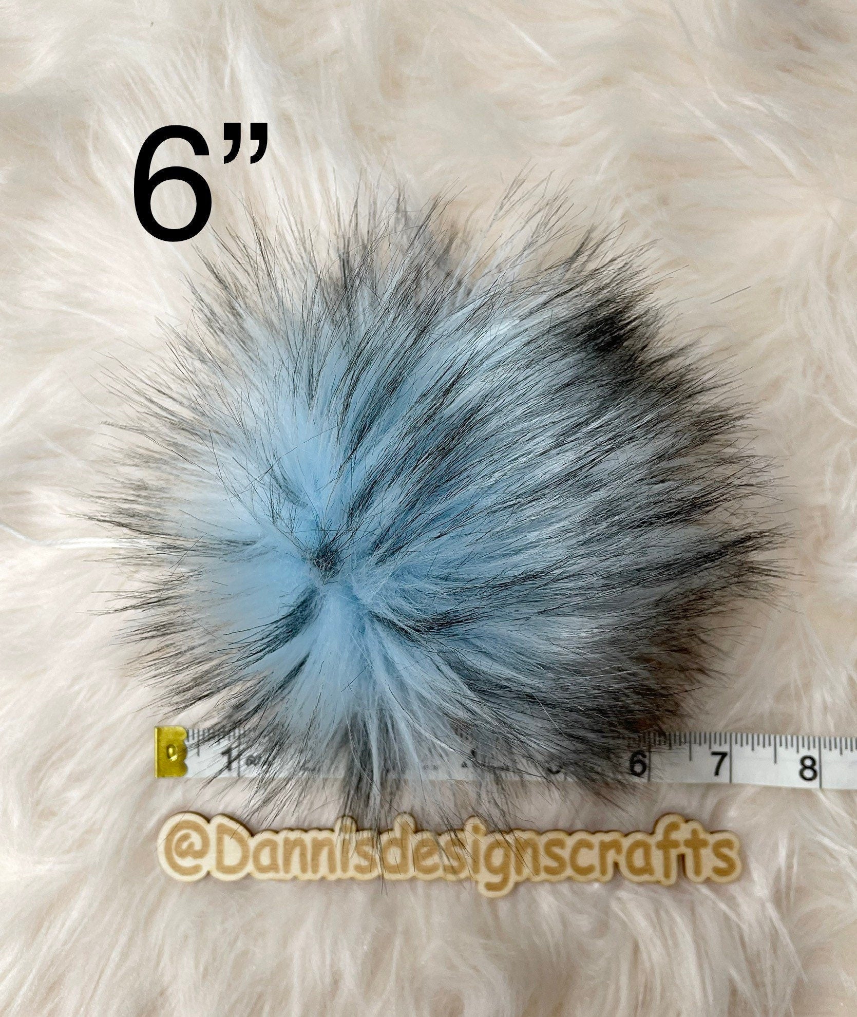 Ice blue Faux fur Pom Pom