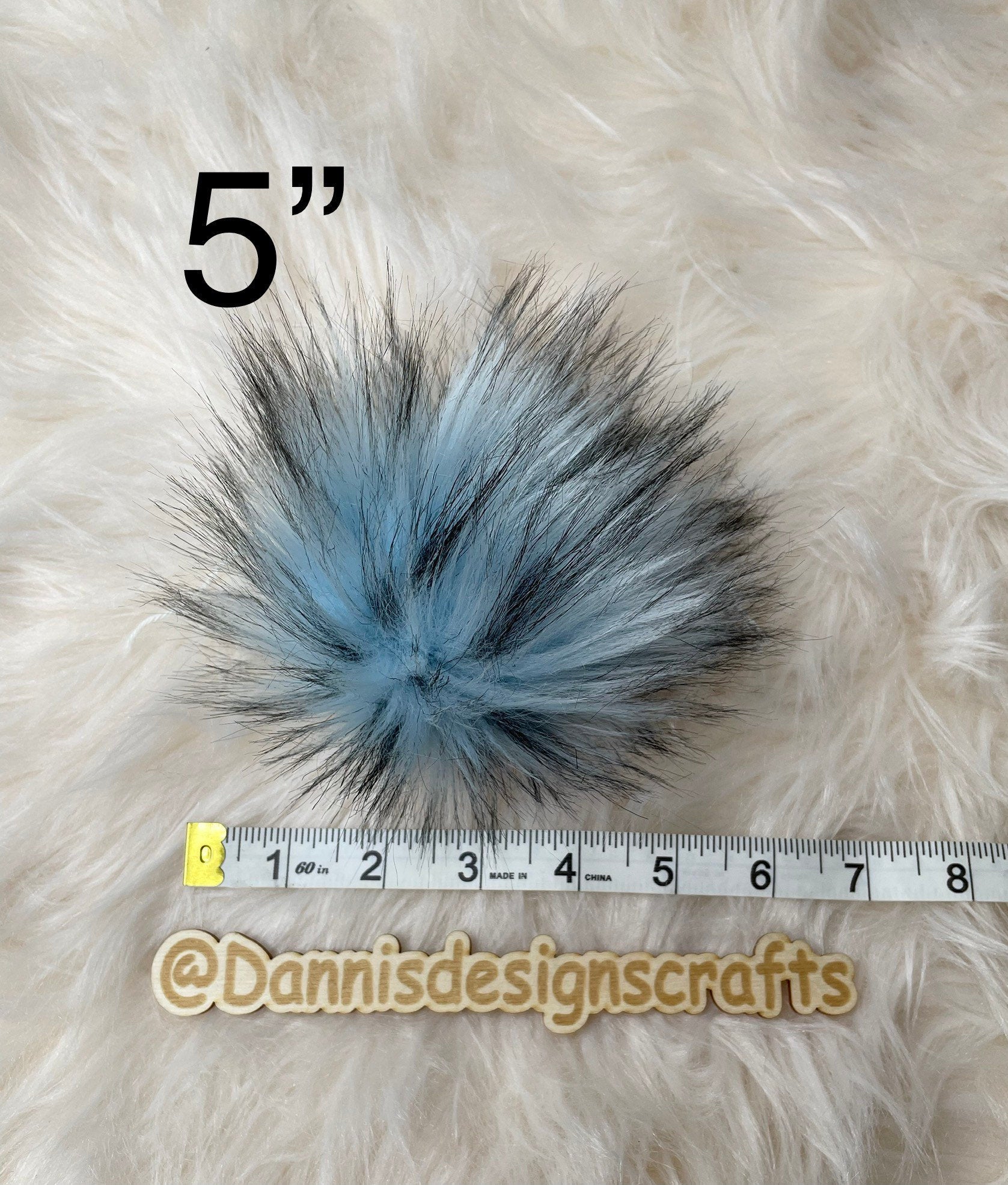 Ice blue Faux fur Pom Pom