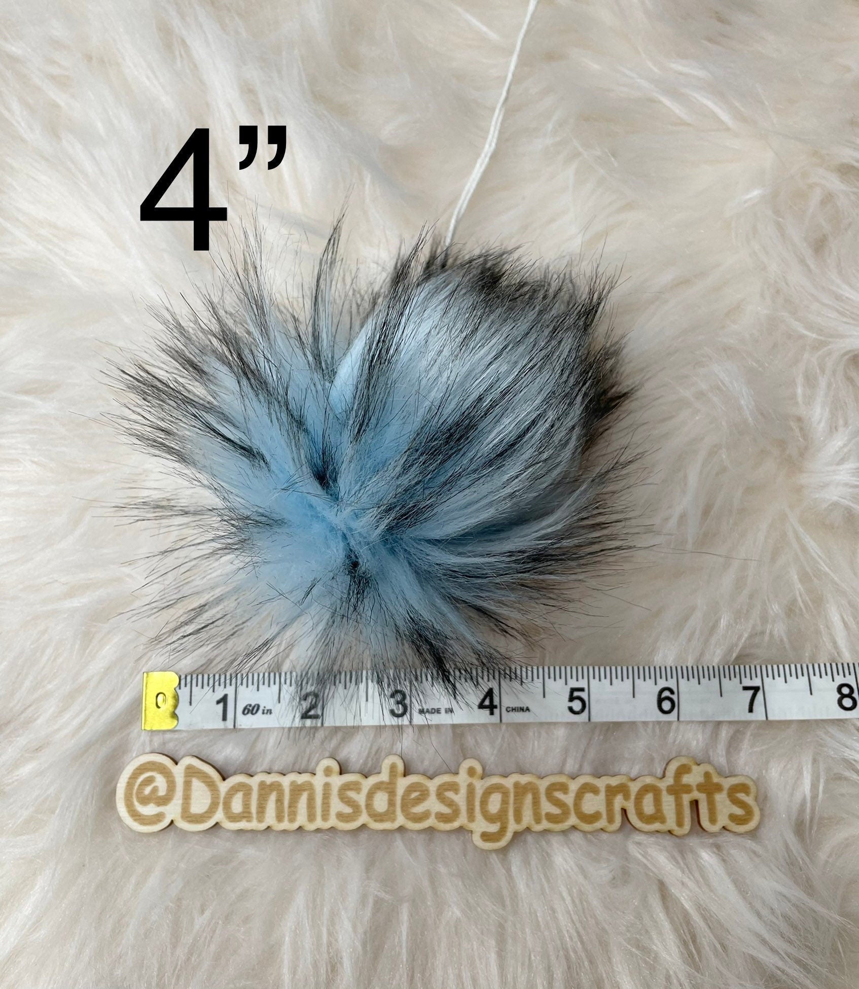 Ice blue Faux fur Pom Pom