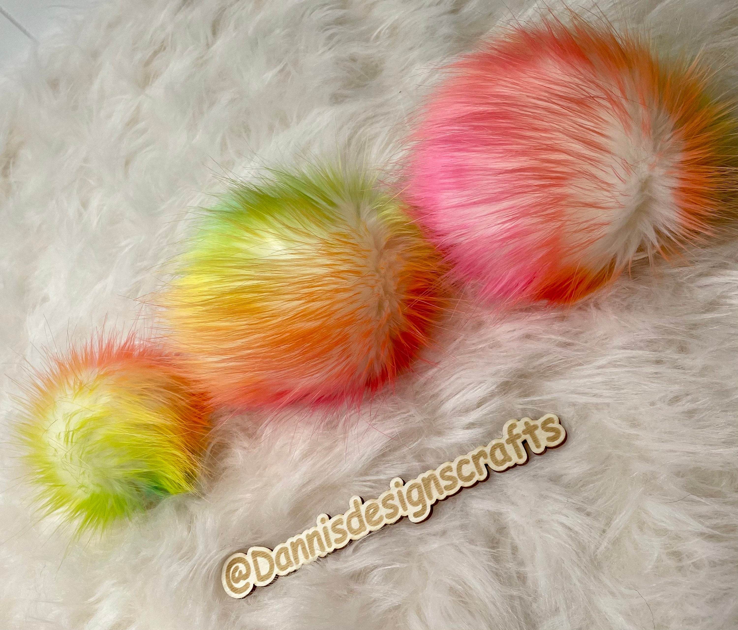 Rainbow faux fur Pom Pom