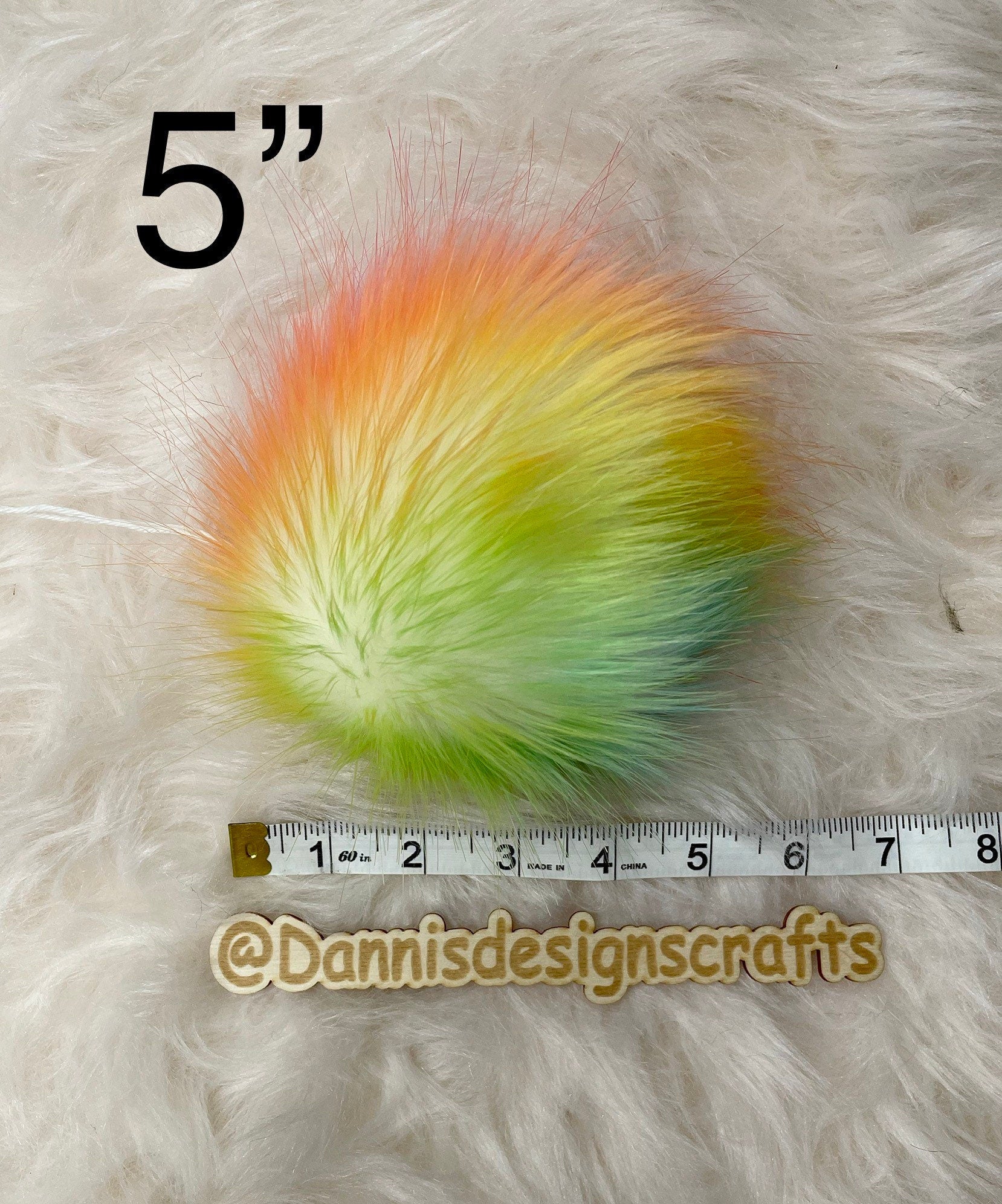 Rainbow faux fur Pom Pom