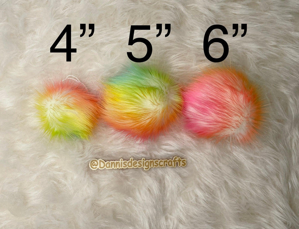 Rainbow faux fur Pom Pom