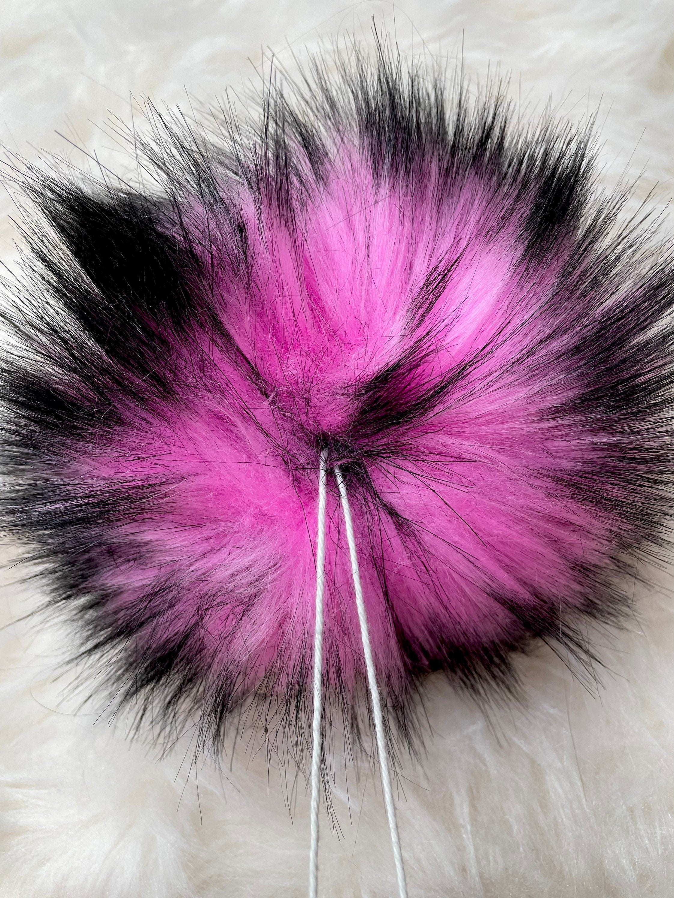 Pink husky faux  fur Pom Pom