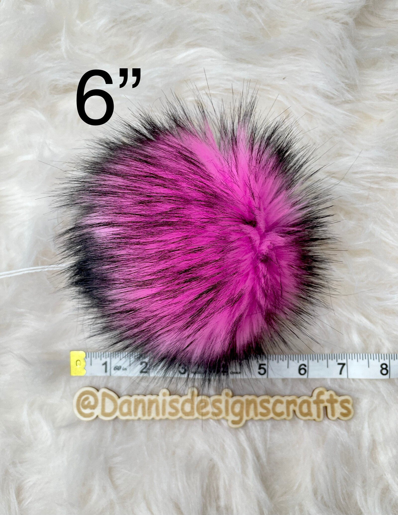 Pink husky faux  fur Pom Pom