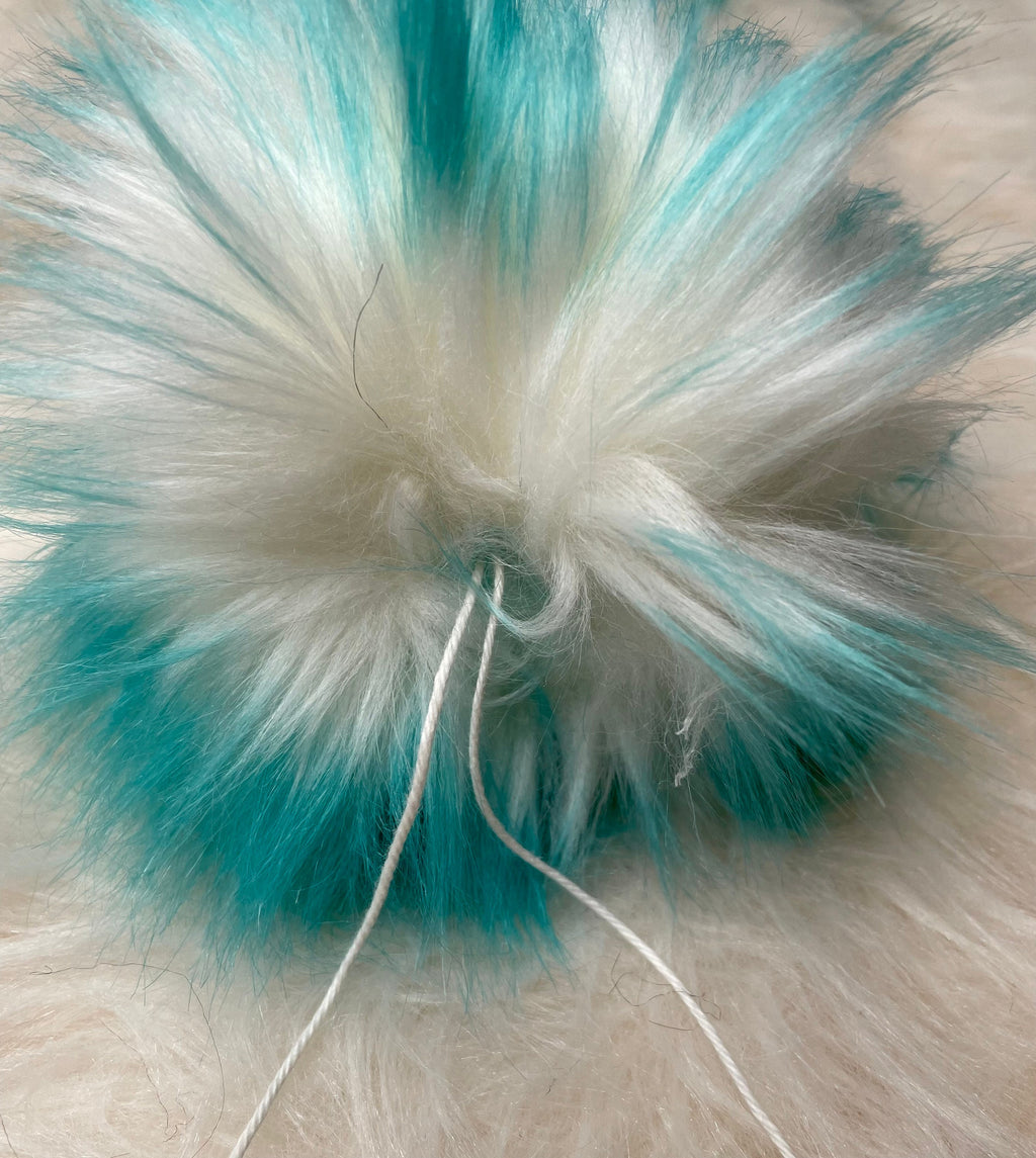 Aqua Faux fur Pom Pom