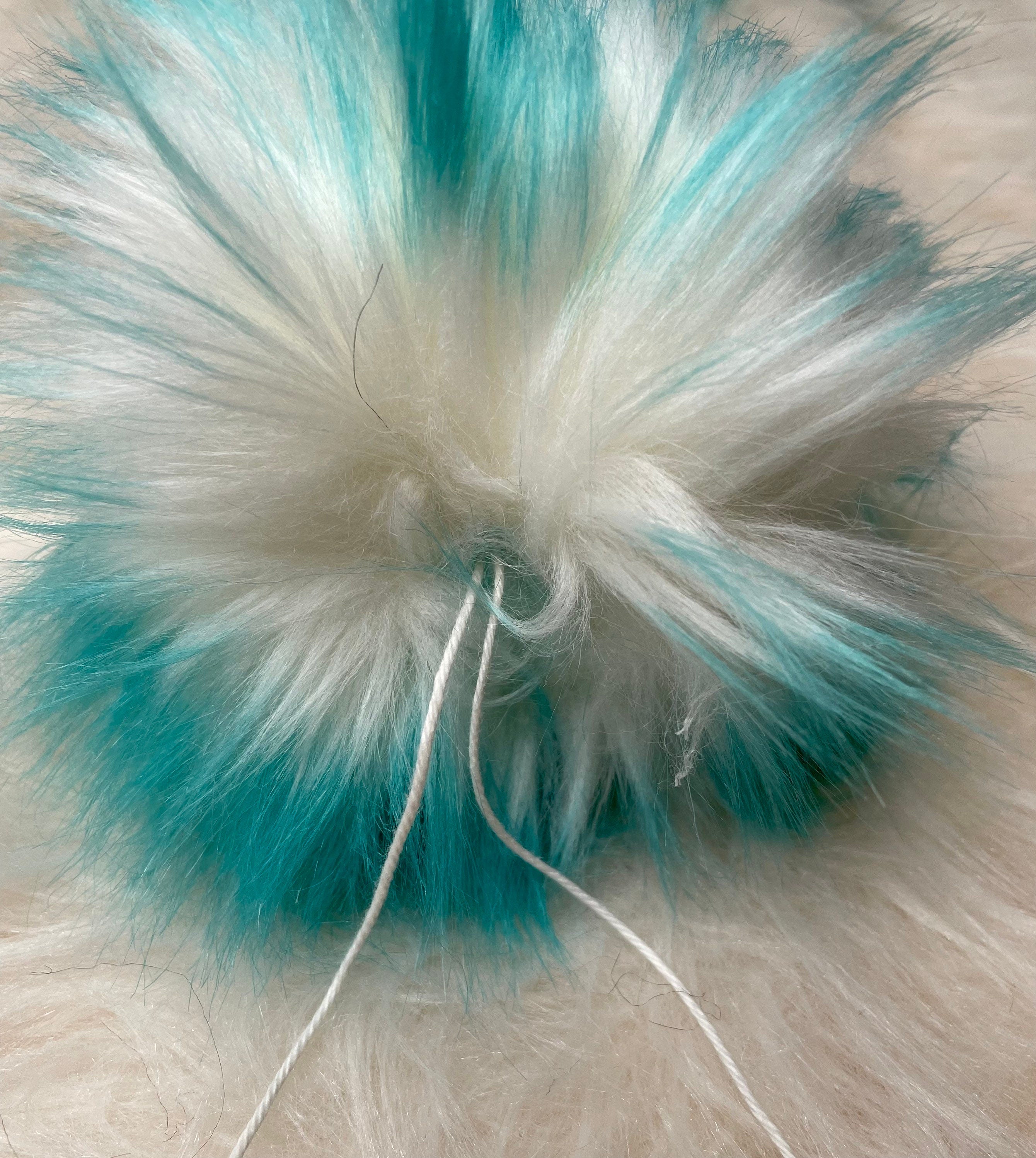 Aqua Faux fur Pom Pom