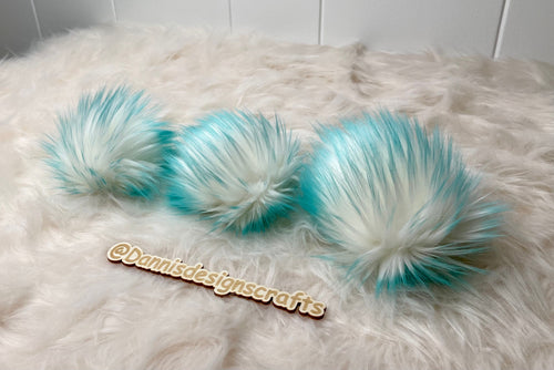 Aqua Faux fur Pom Pom