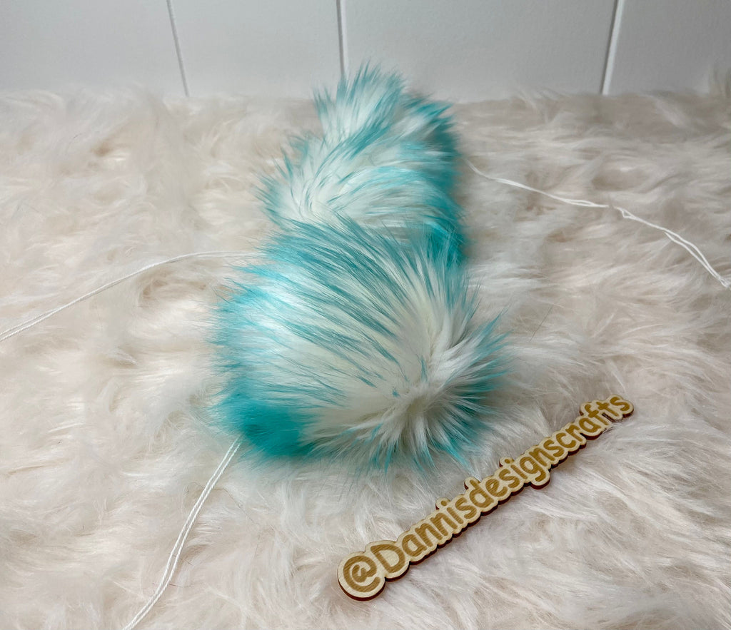 Aqua Faux fur Pom Pom