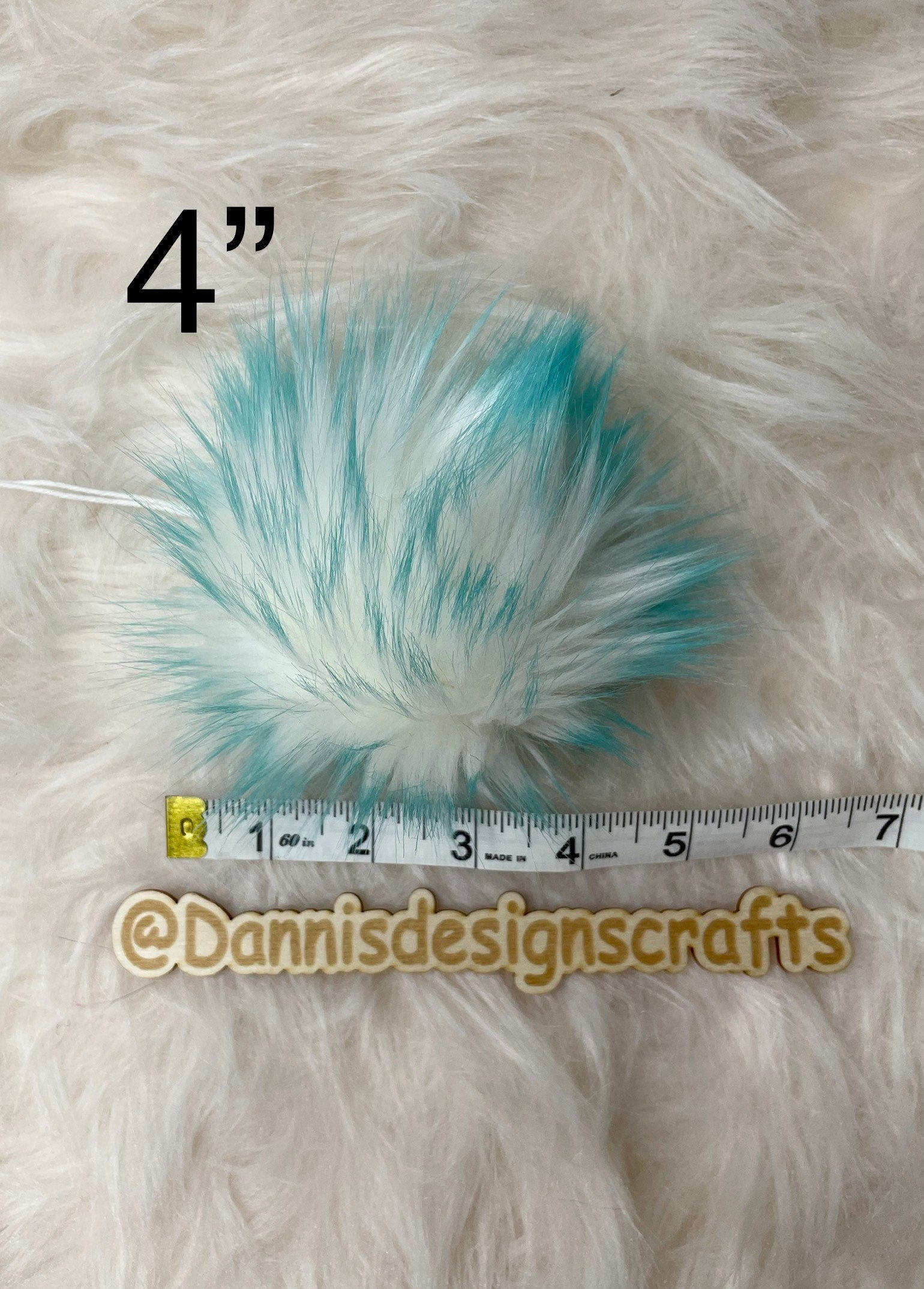 Aqua Faux fur Pom Pom