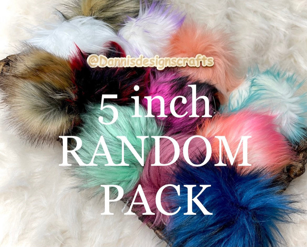 RANDOM 5 inch Faux fur Pom Pom pack