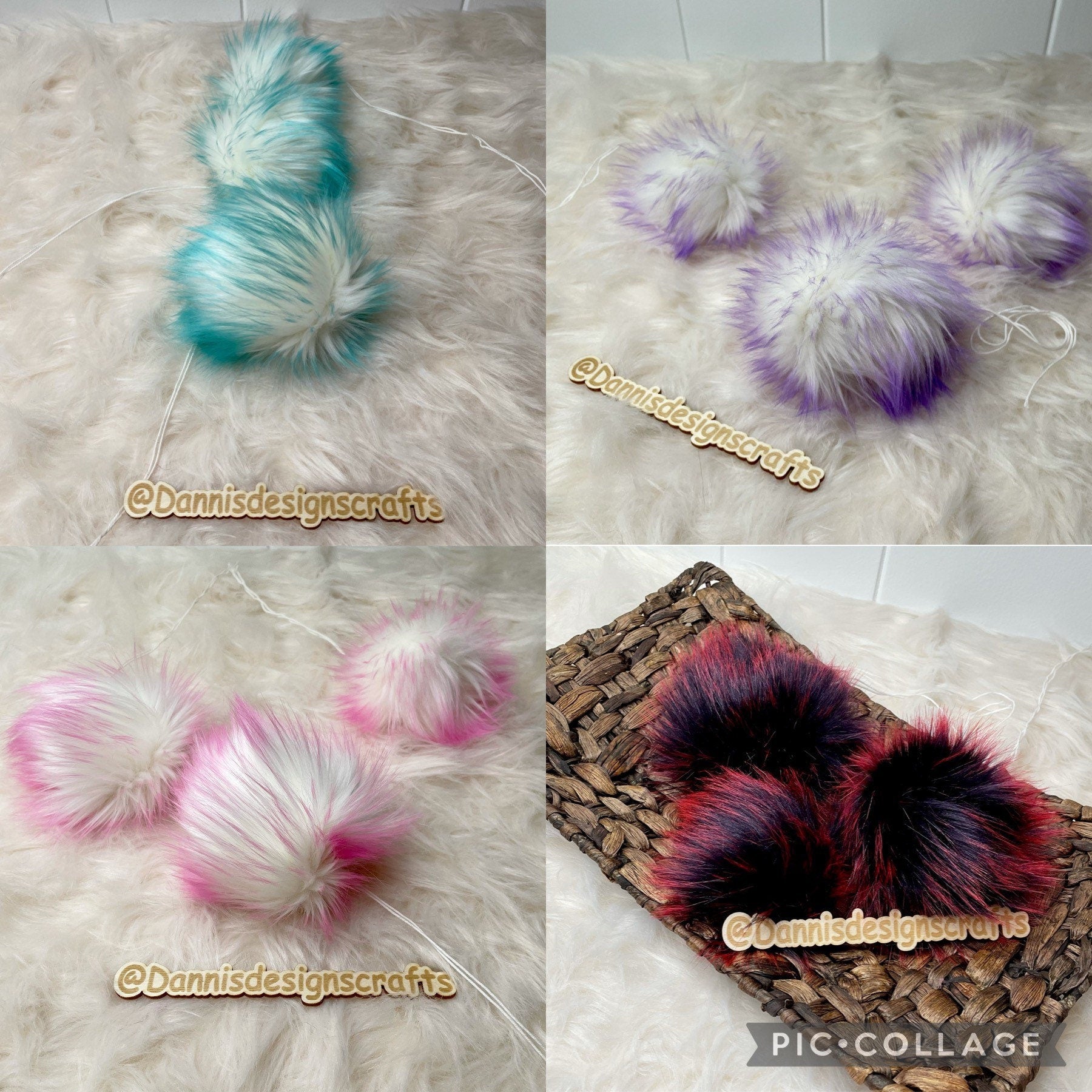 RANDOM 5 inch Faux fur Pom Pom pack