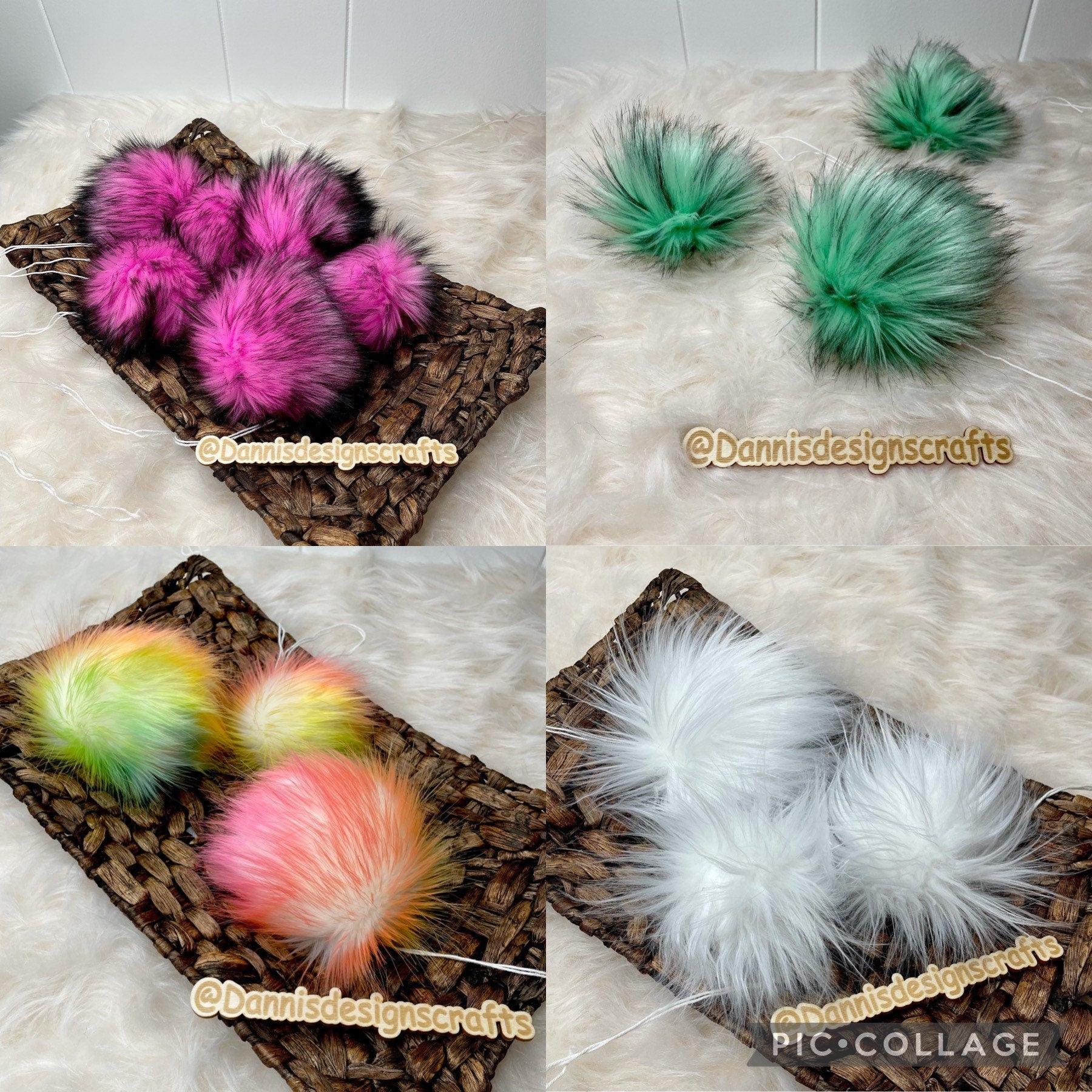 RANDOM 6 inch Faux fur Pom Pom pack