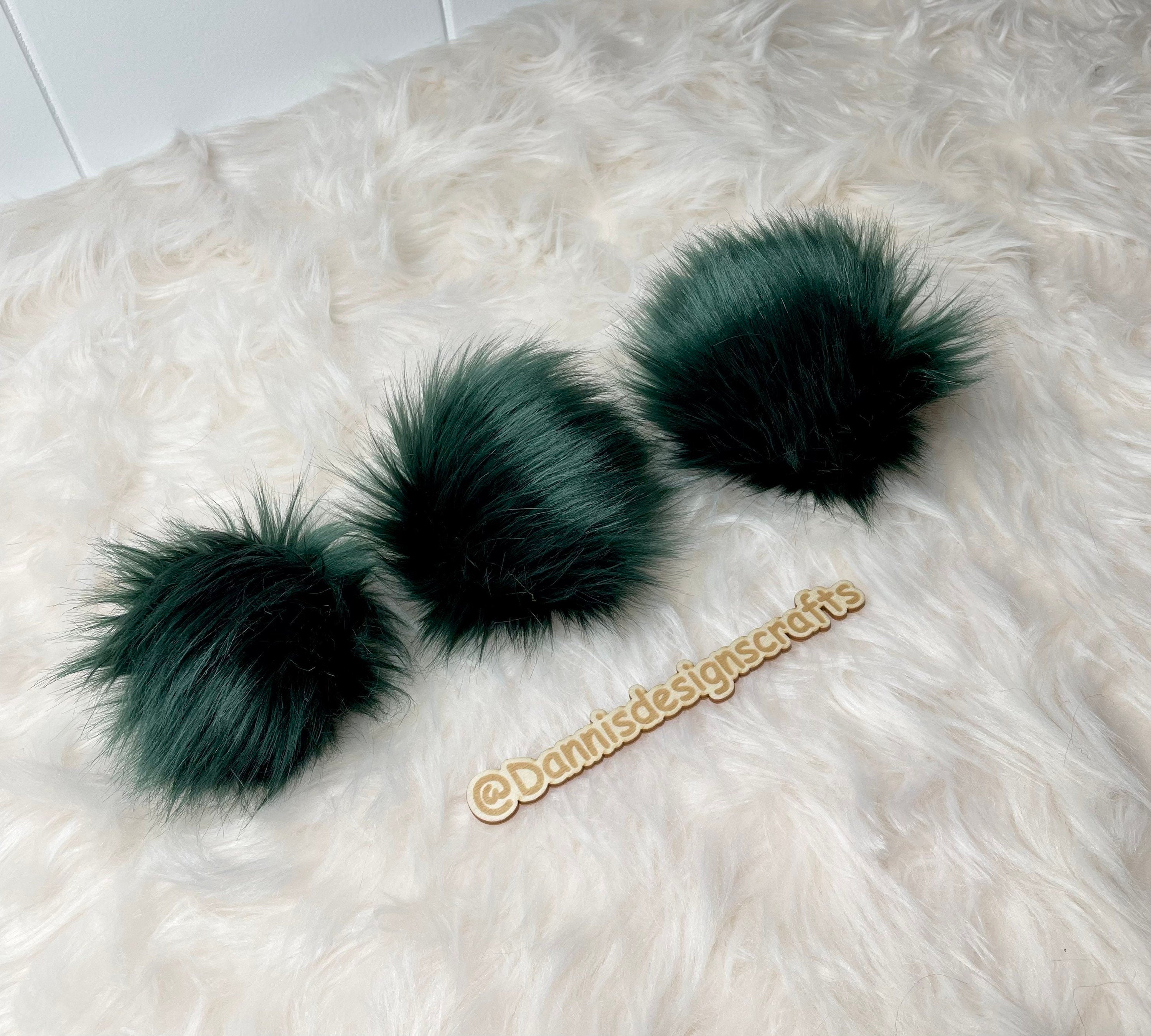Dark green Faux fur Pom Pom