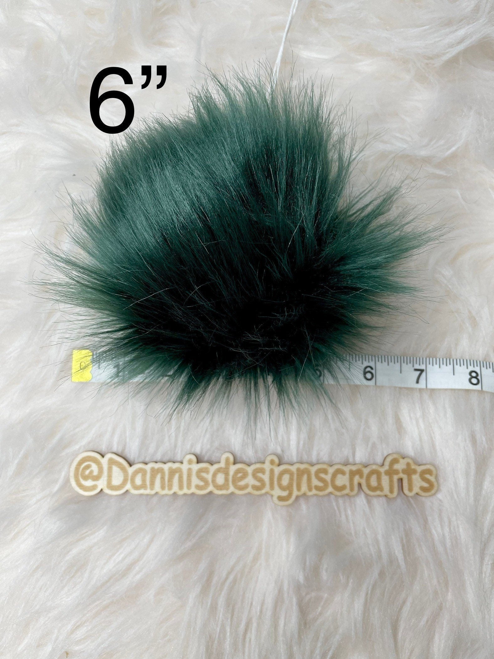 Dark green Faux fur Pom Pom