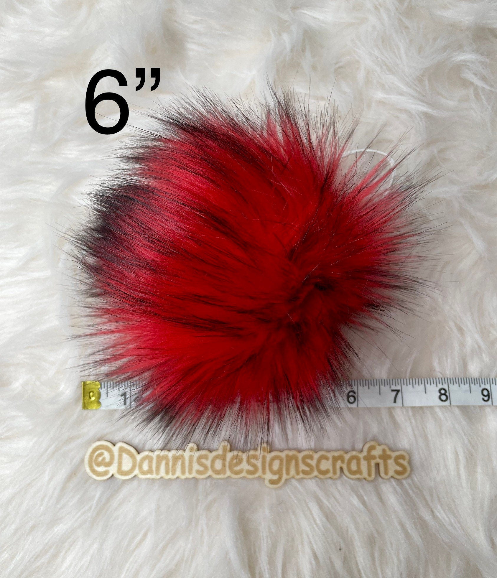 Red husky Faux fur Pom Pom
