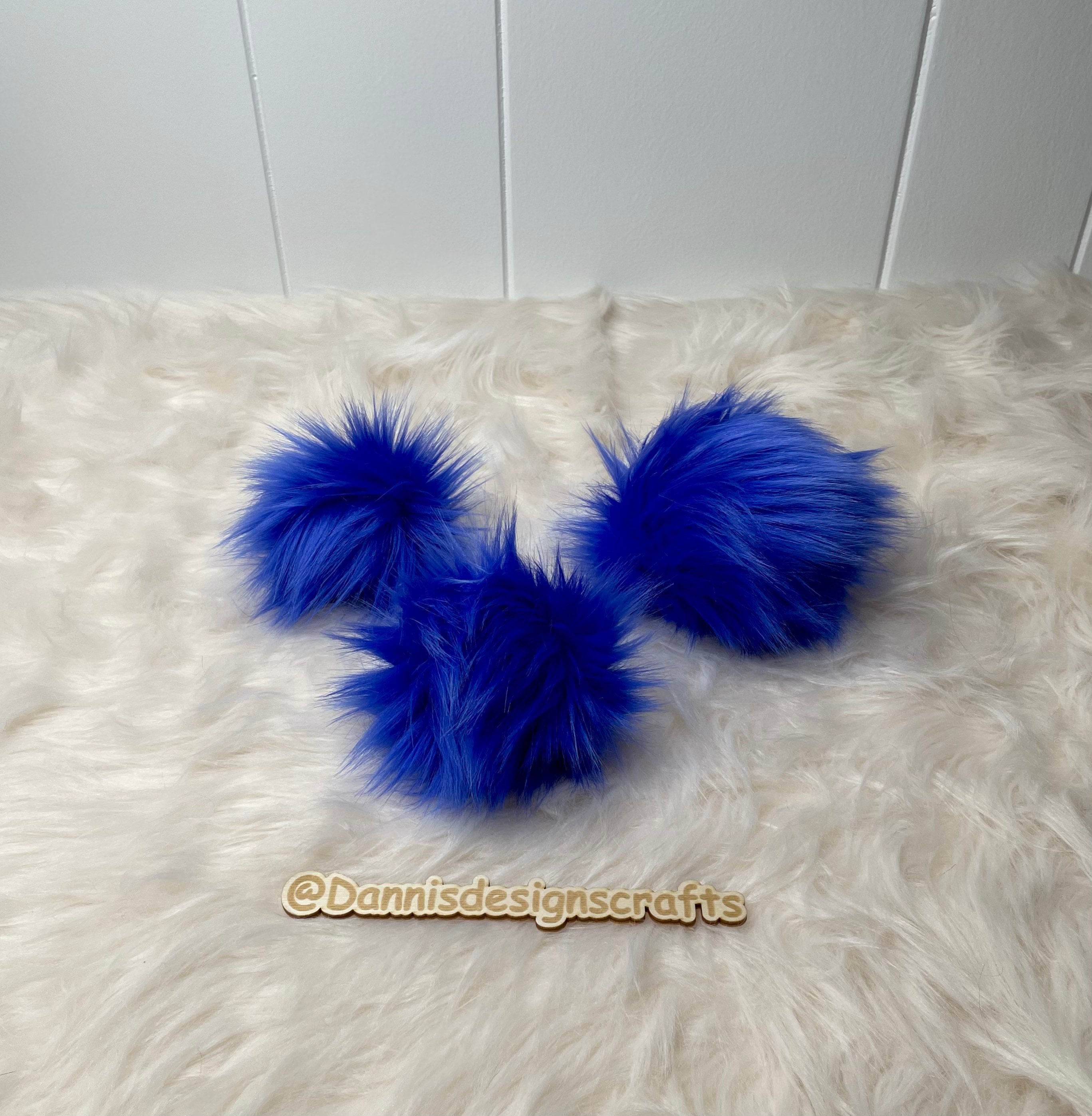Royal blue Faux fur Pom Pom
