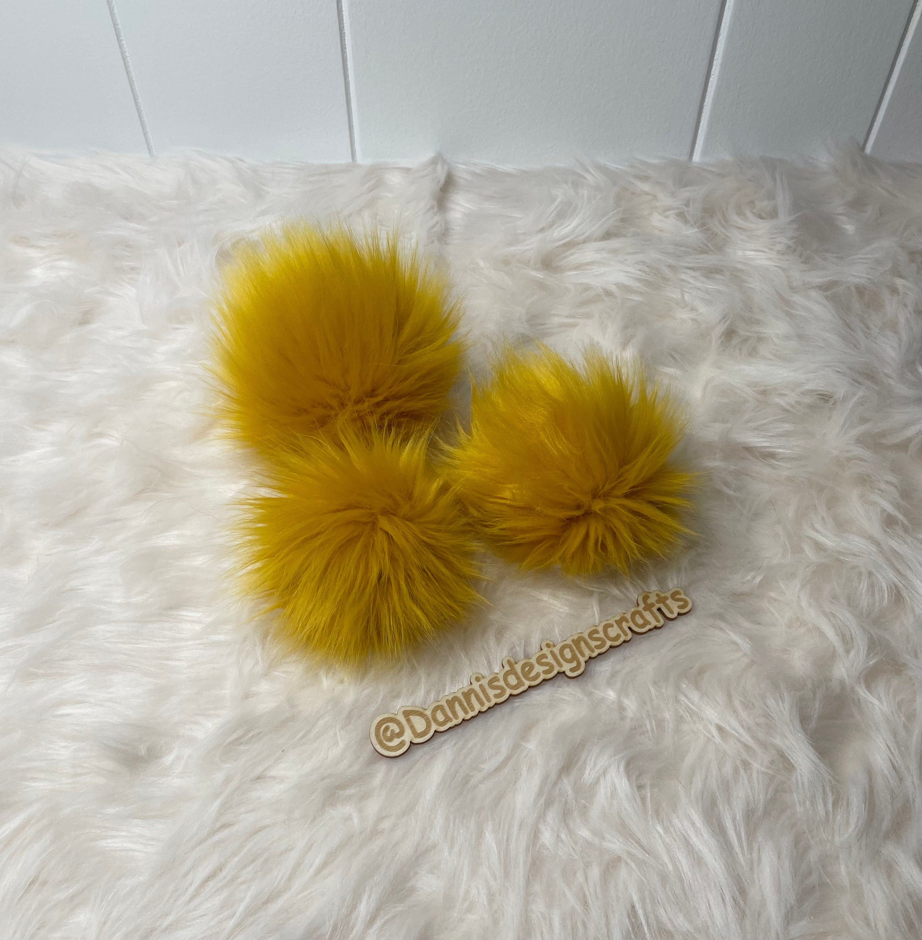 Mustard Faux fur Pom Pom