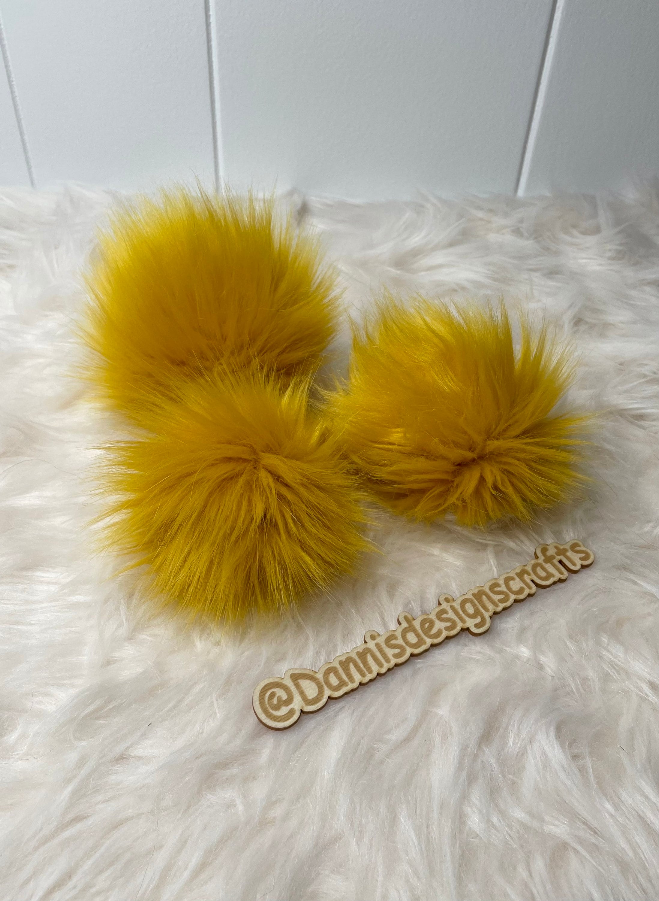 Mustard Faux fur Pom Pom