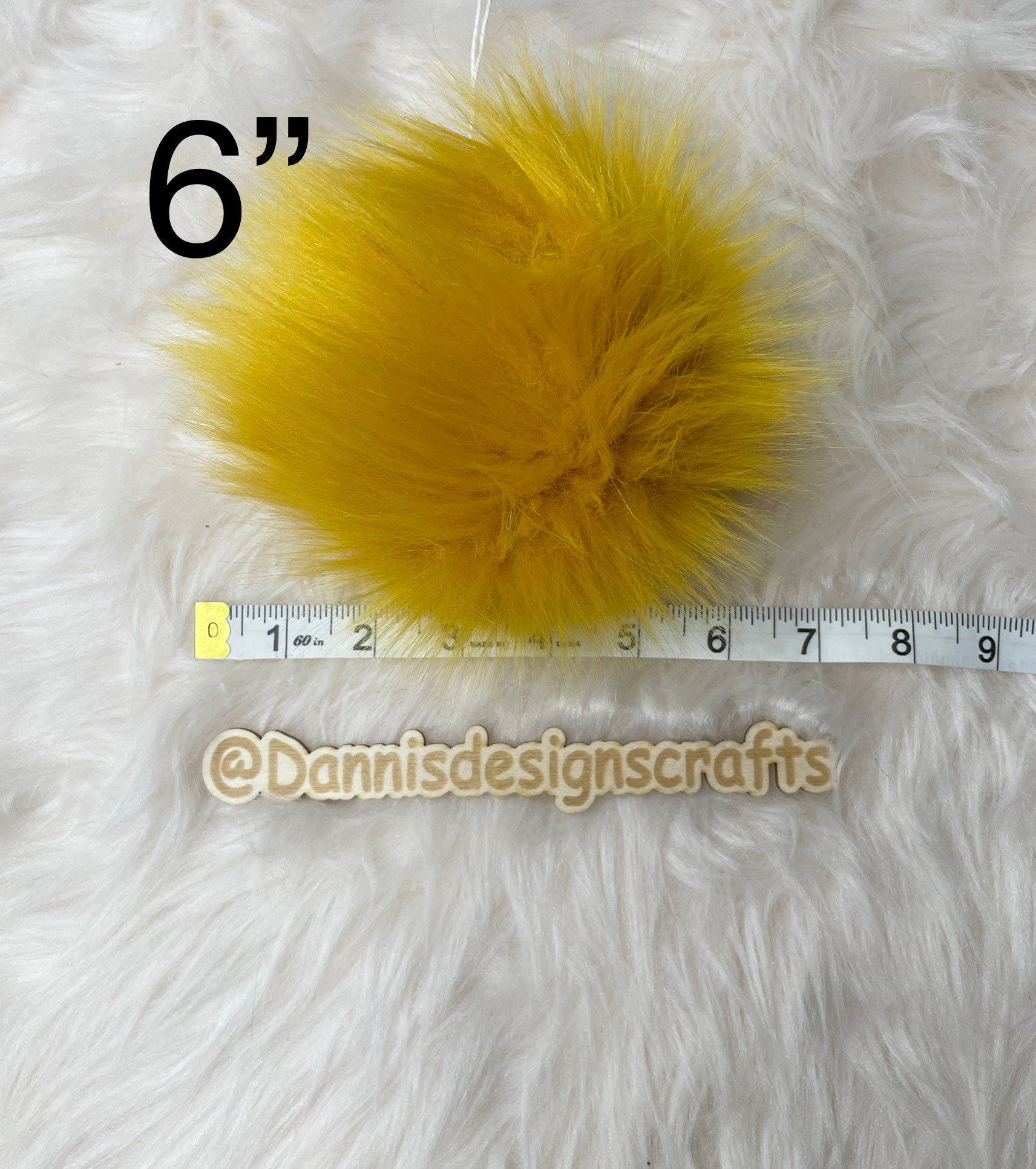 Mustard Faux fur Pom Pom
