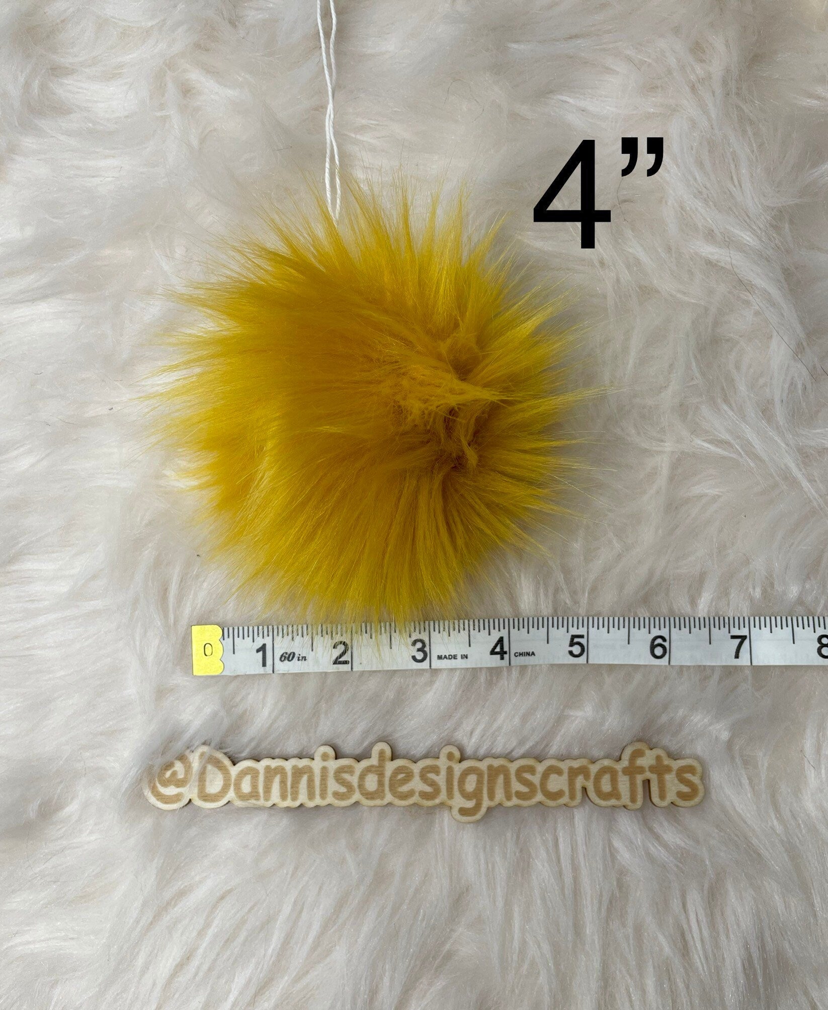 Mustard Faux fur Pom Pom