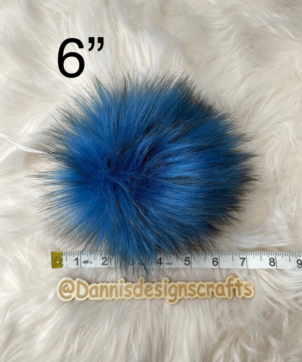 Blue husky Faux fur Pom Pom