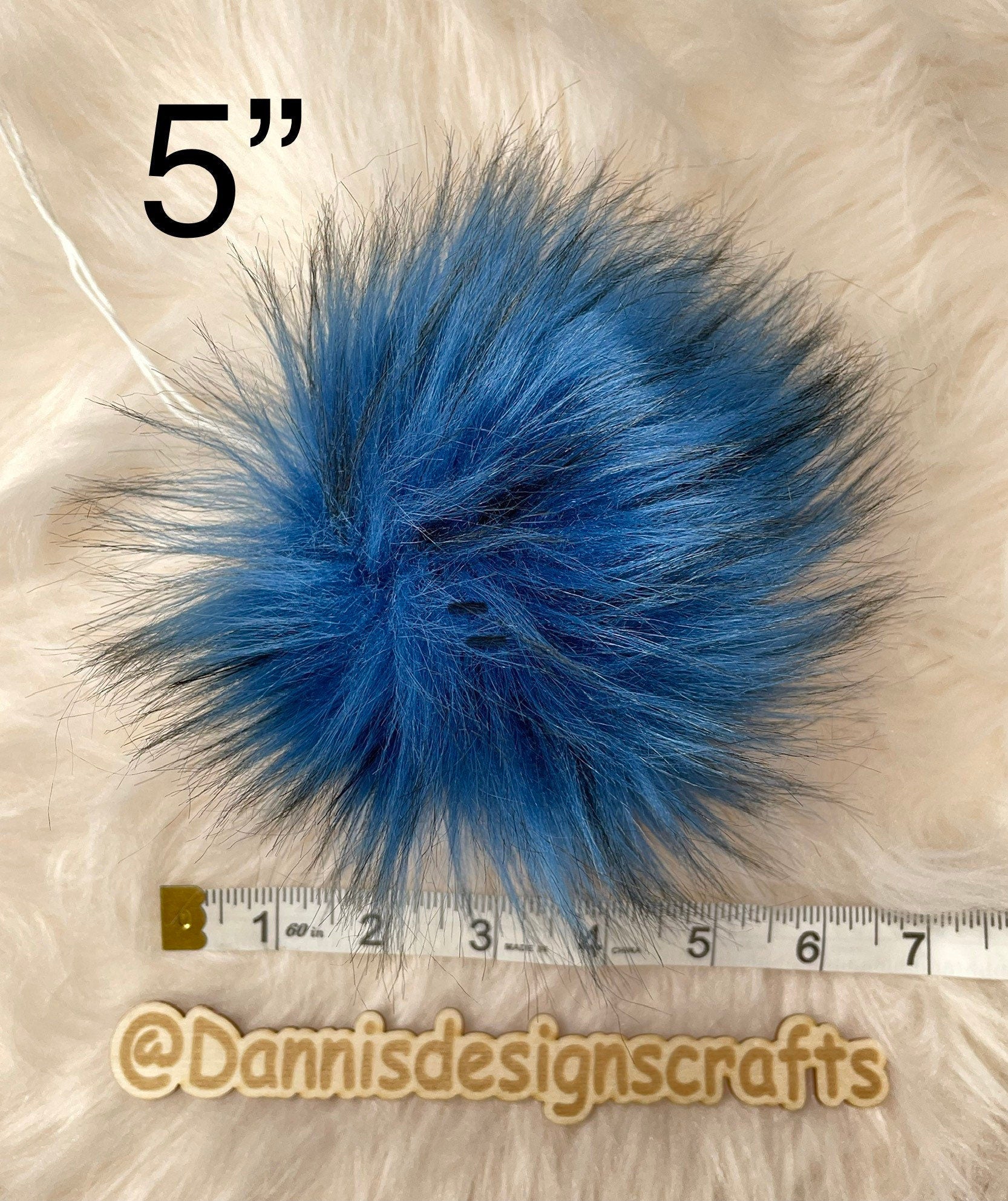 Blue husky Faux fur Pom Pom