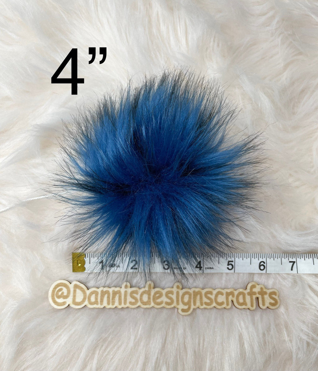 Blue husky Faux fur Pom Pom