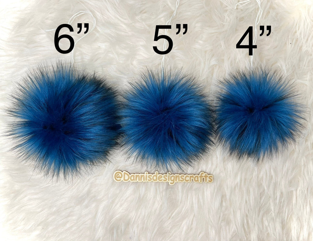 Blue husky Faux fur Pom Pom