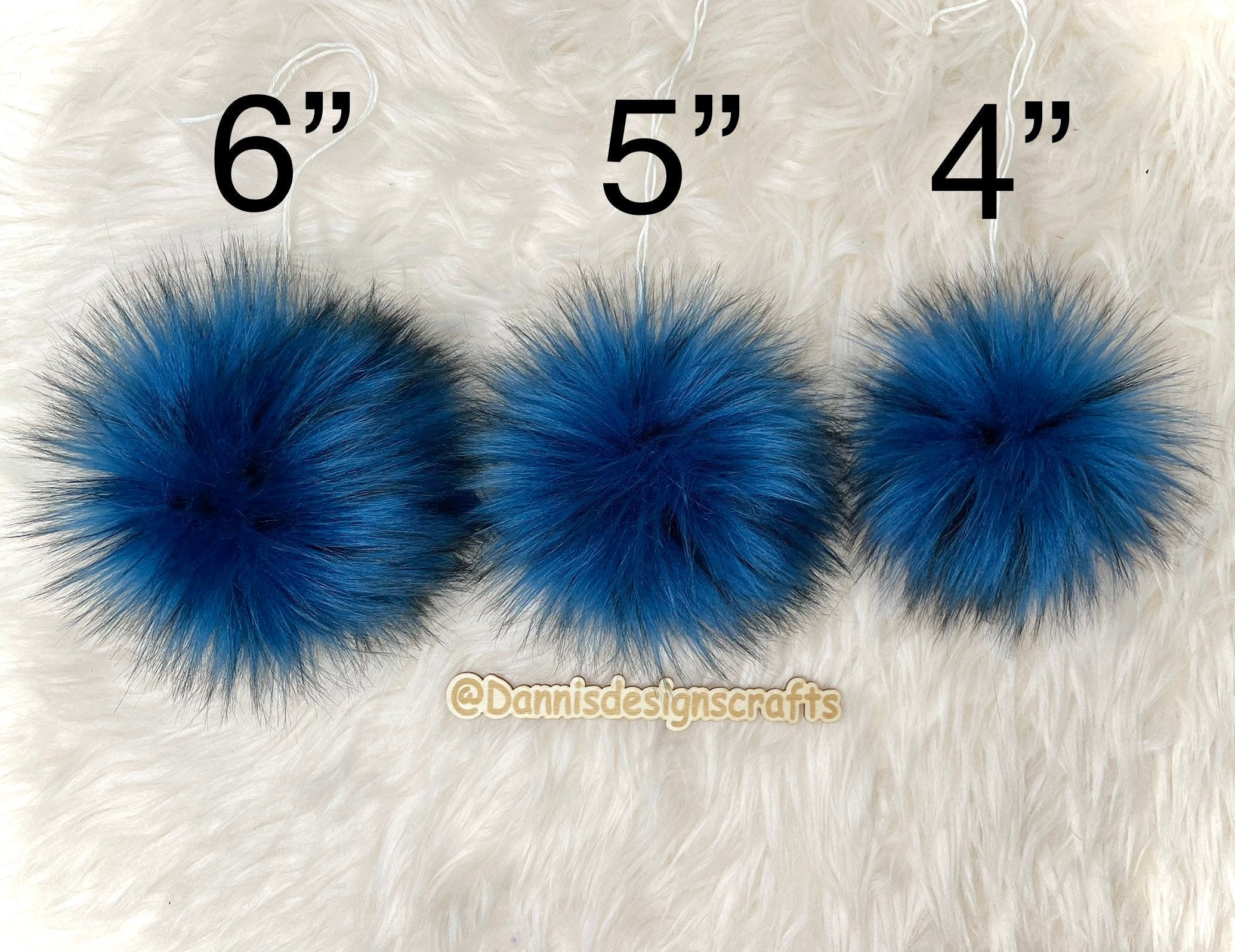 Blue husky Faux fur Pom Pom