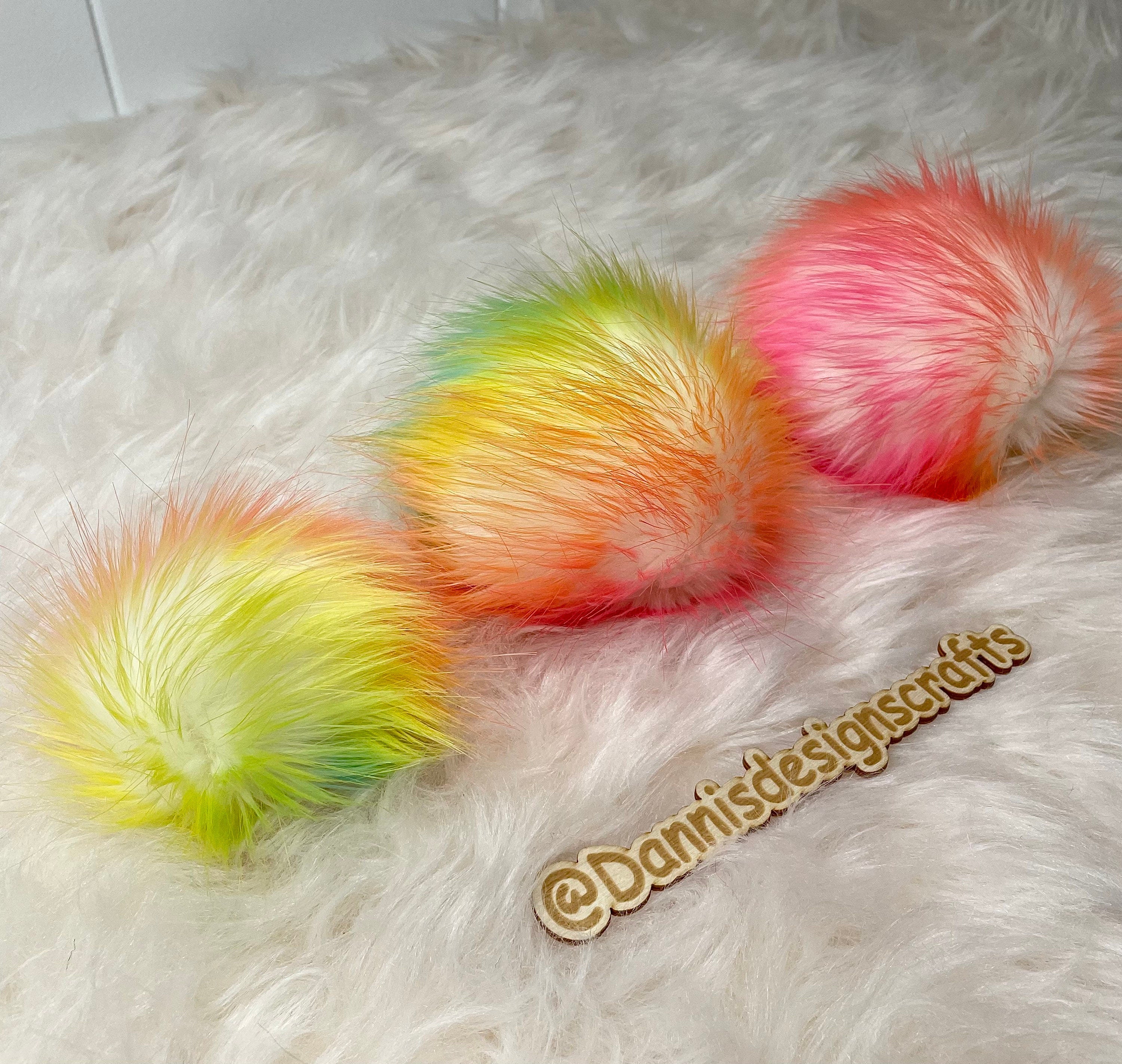 Rainbow faux fur Pom Pom