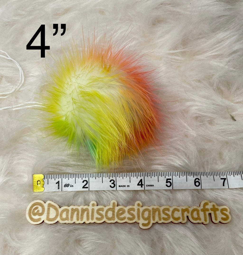 Rainbow faux fur Pom Pom