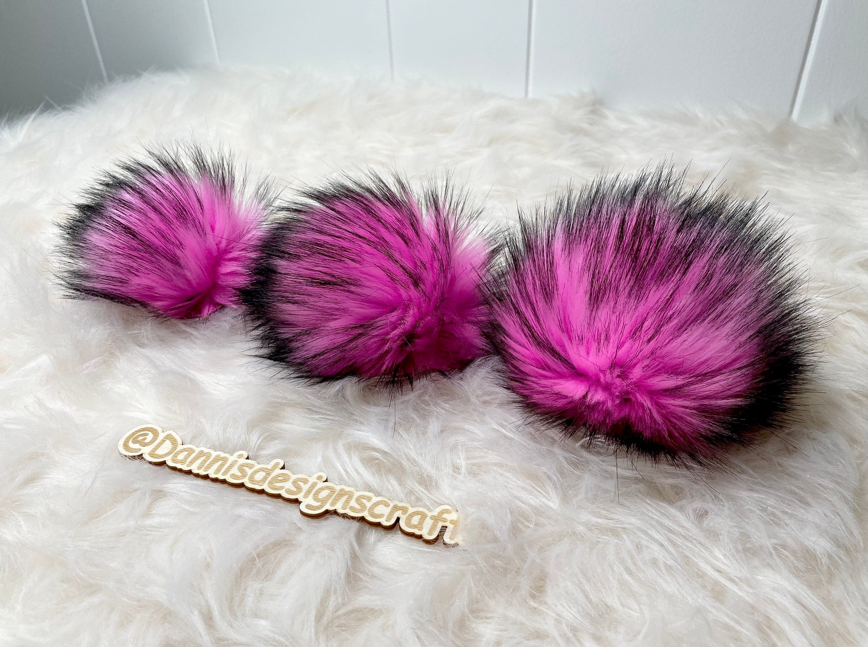Pink husky faux  fur Pom Pom
