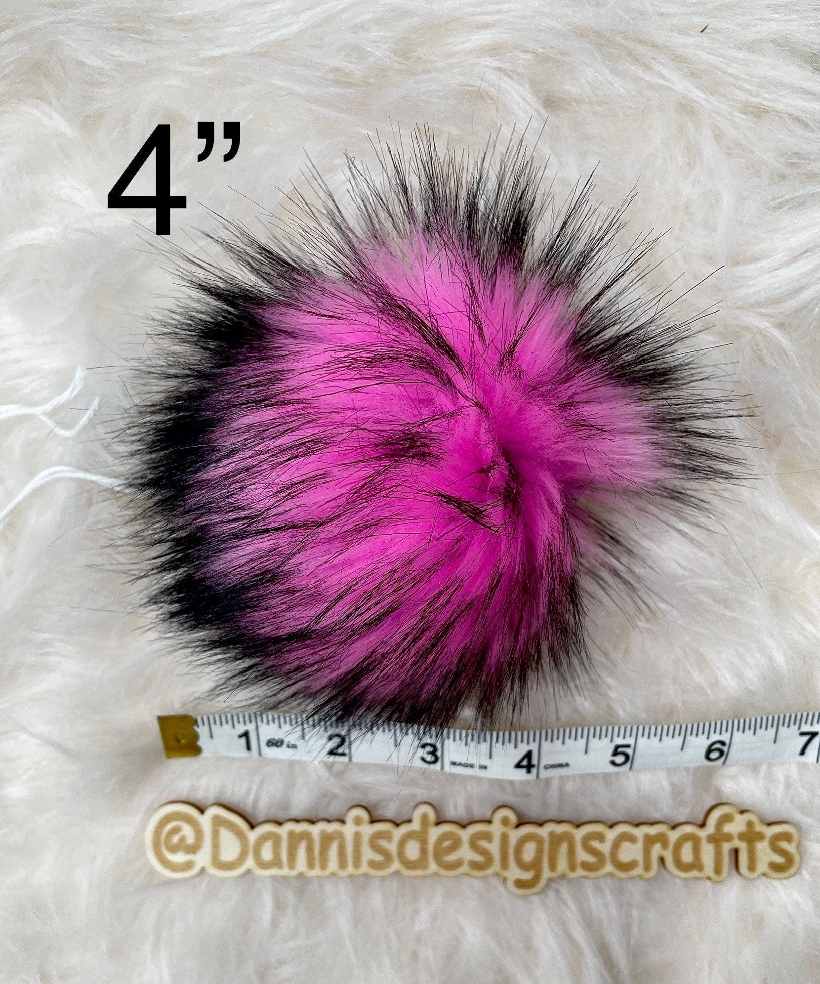 Pink husky faux  fur Pom Pom