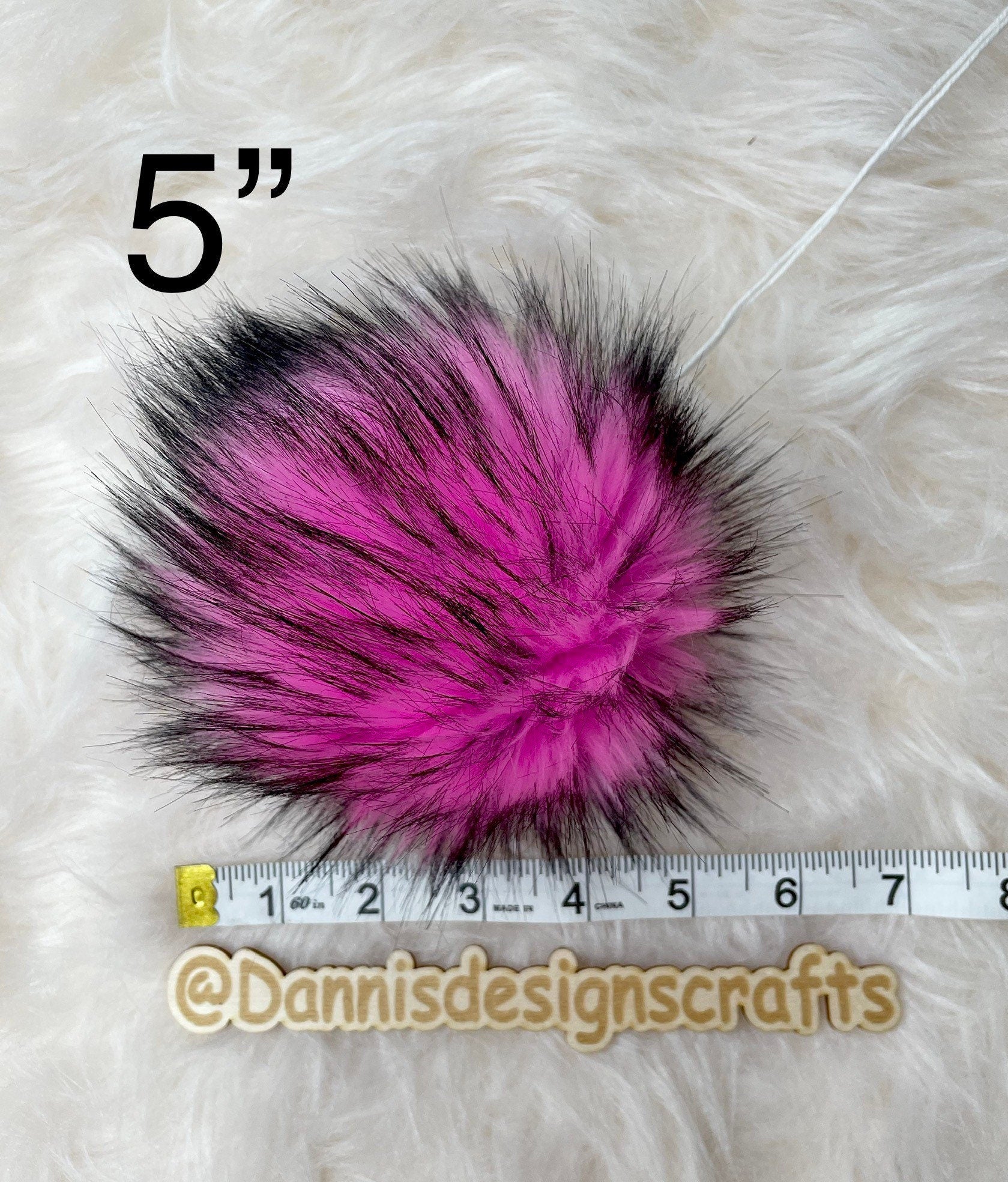 Pink husky faux  fur Pom Pom