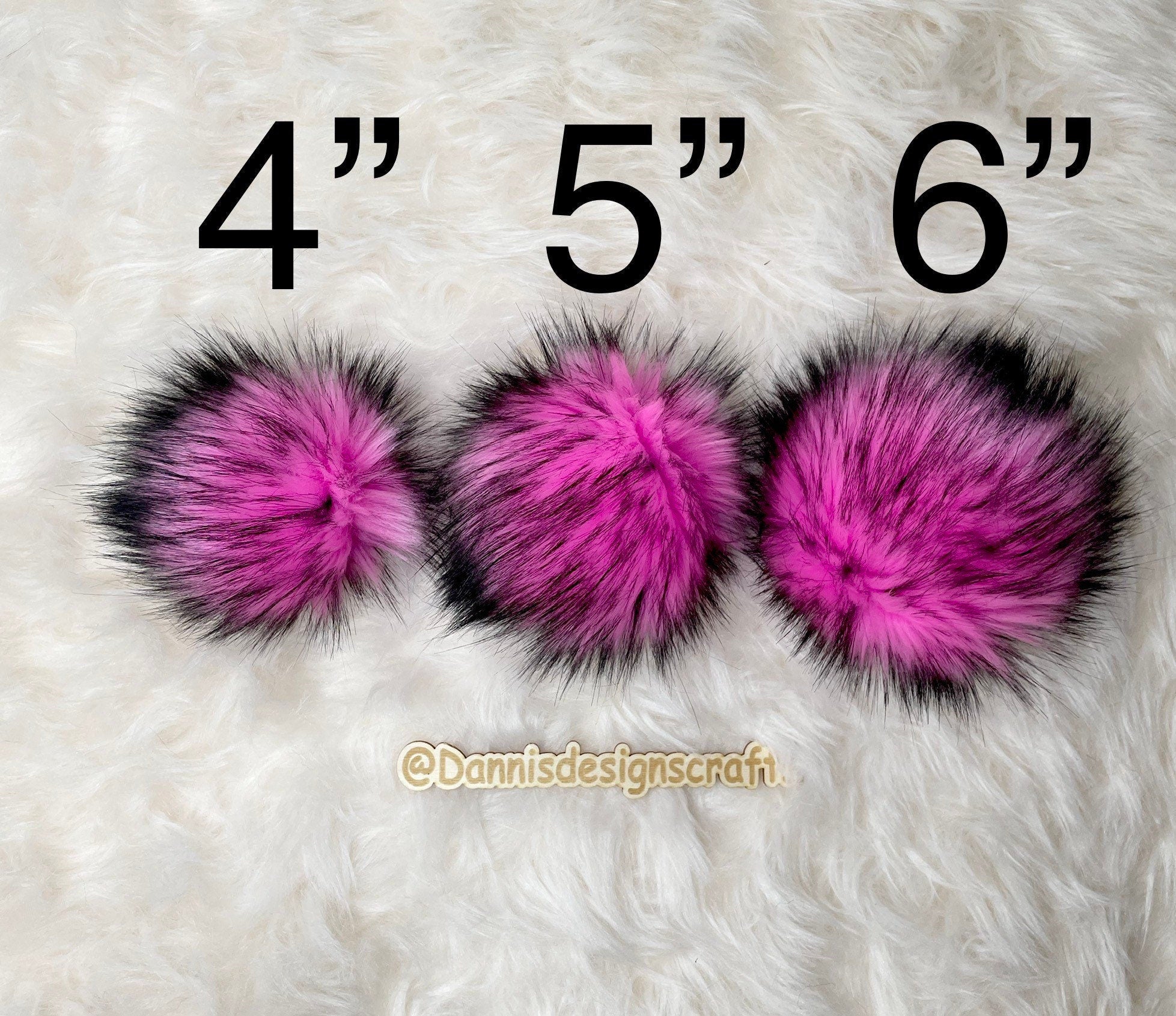 Pink husky faux  fur Pom Pom