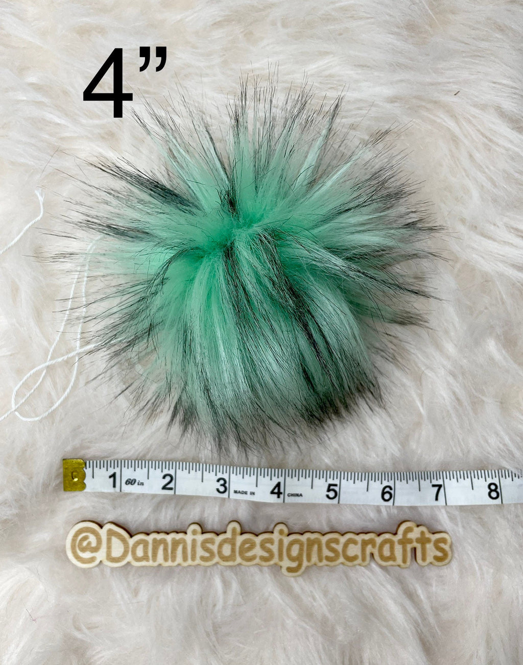 Mint husky Faux fur Pom Pom