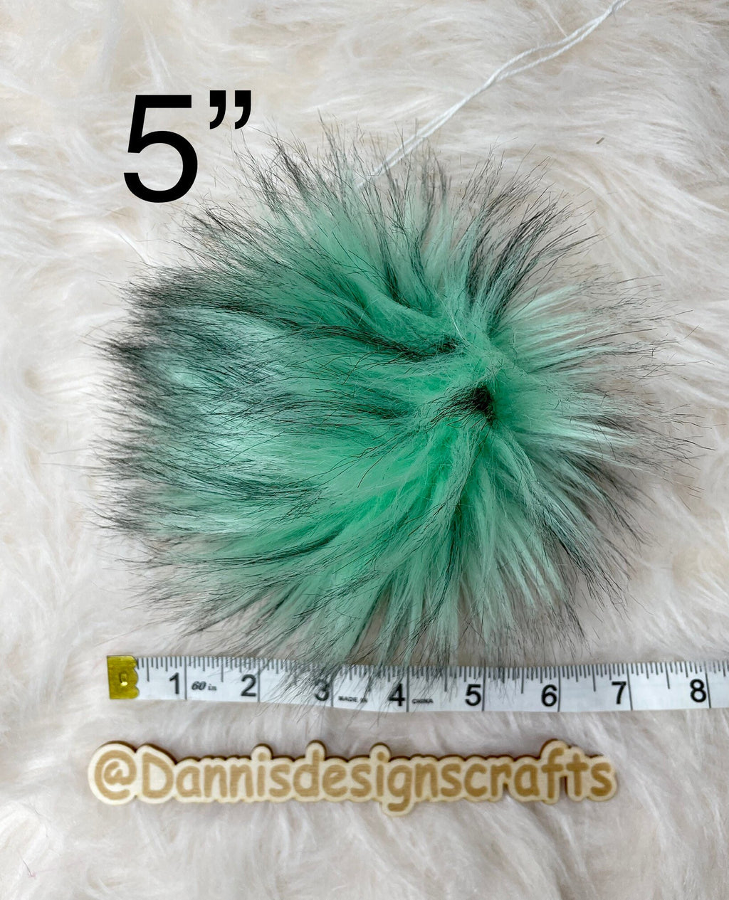 Mint husky Faux fur Pom Pom