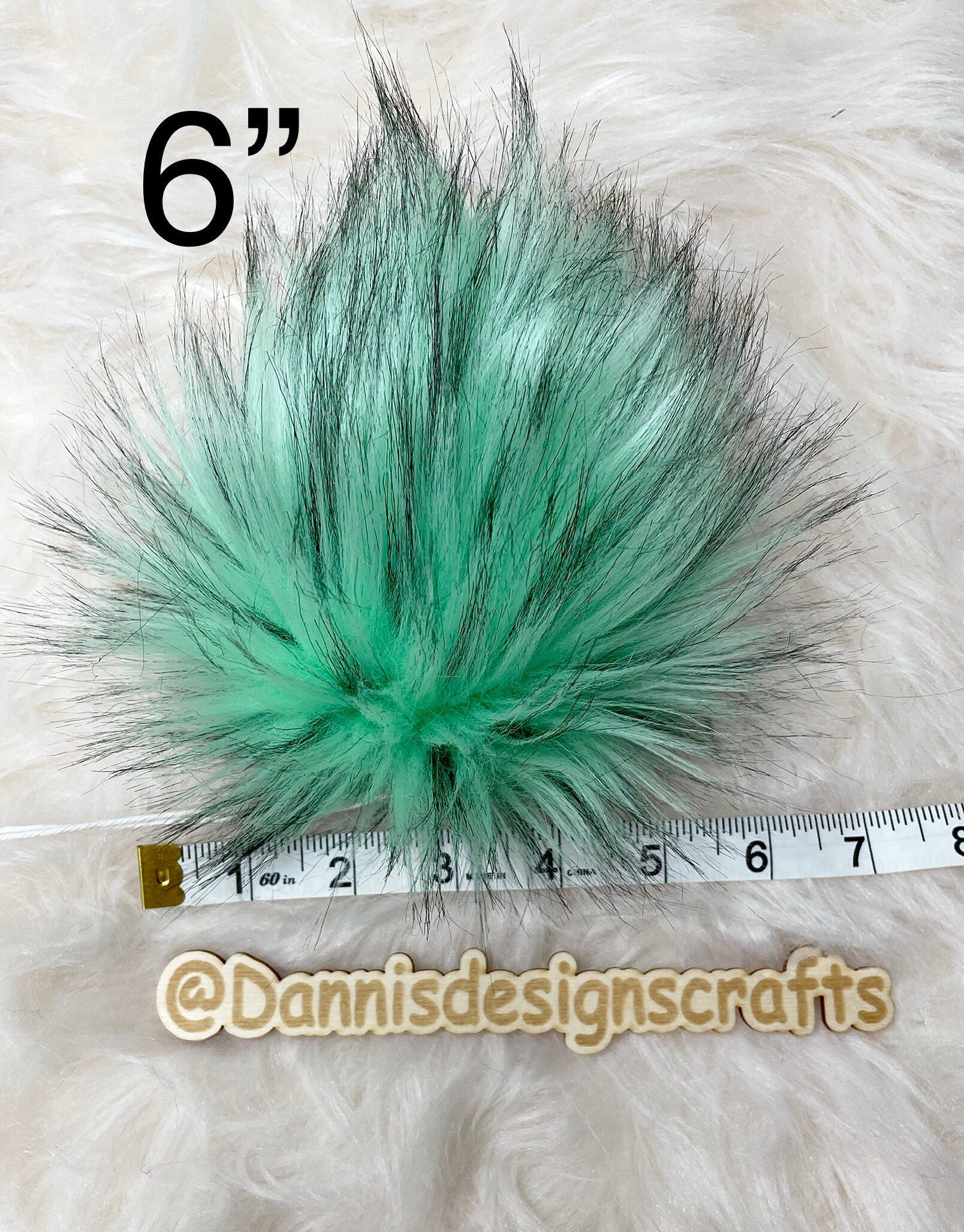Mint husky Faux fur Pom Pom
