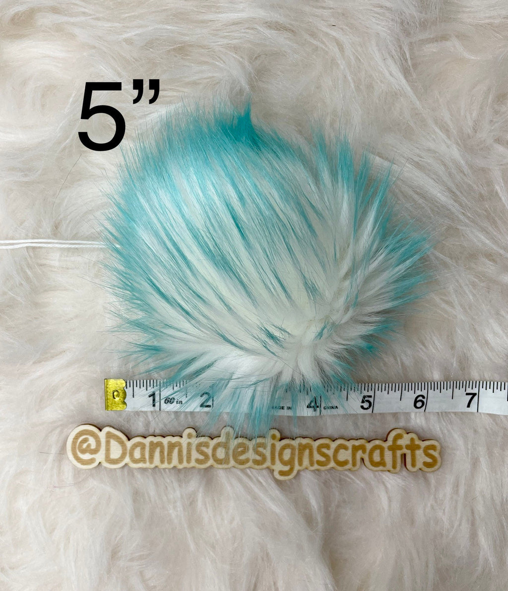 Aqua Faux fur Pom Pom