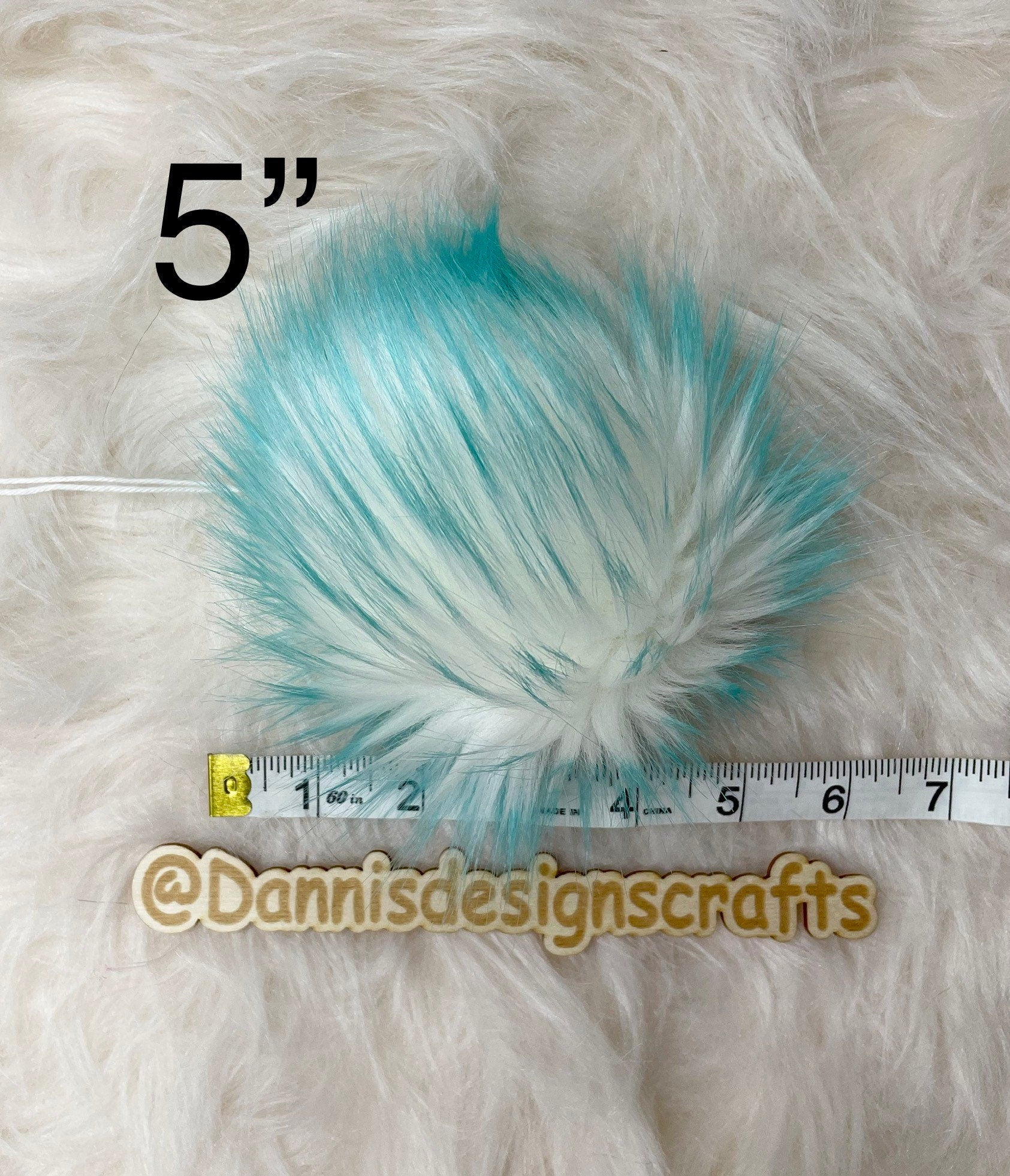 Aqua Faux fur Pom Pom