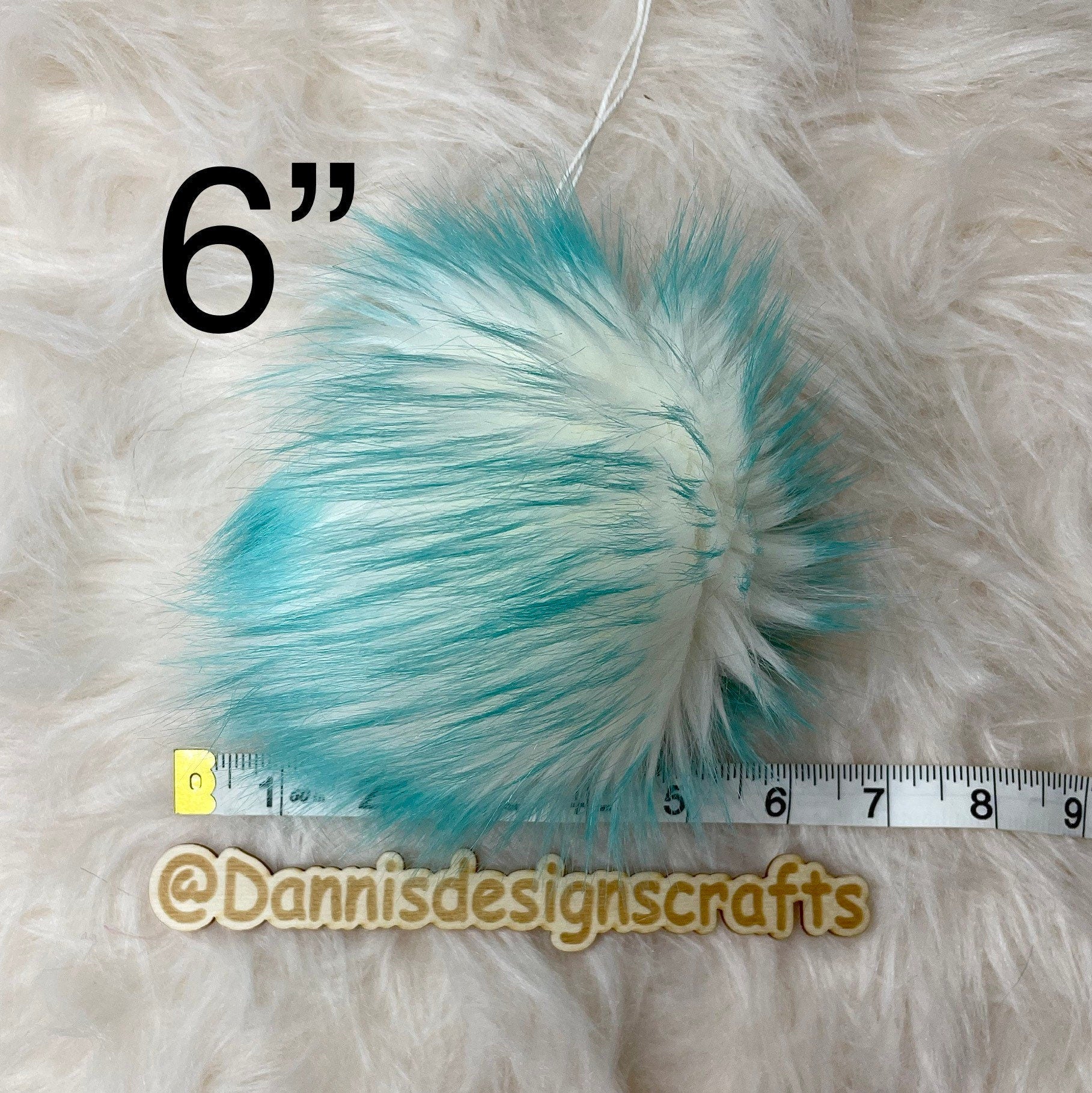 Aqua Faux fur Pom Pom