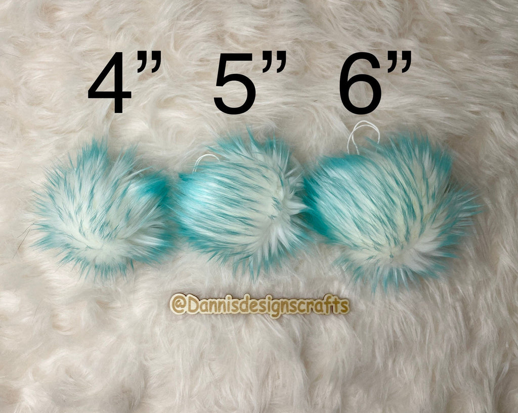 Aqua Faux fur Pom Pom