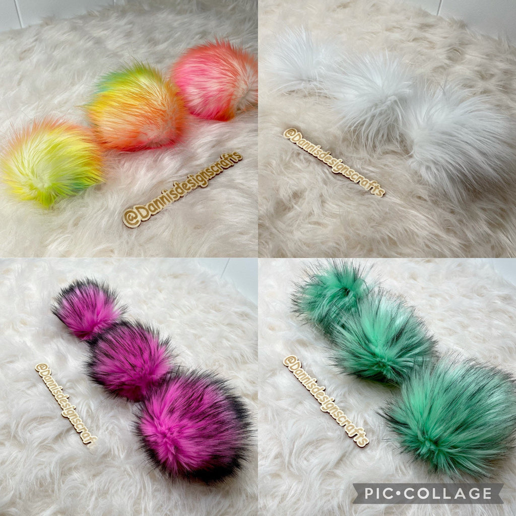 RANDOM 4 inch Faux fur Pom Pom pack