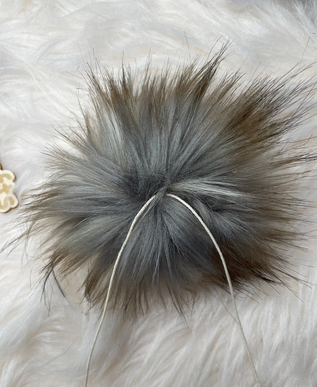 Apollo wolf gray faux fur Pom Pom