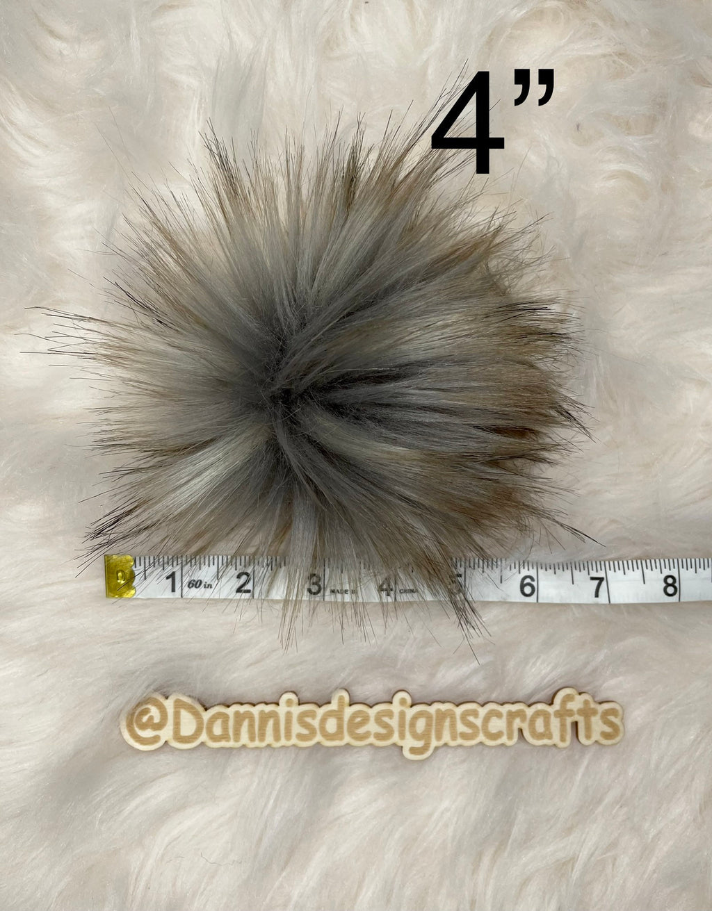Apollo wolf gray faux fur Pom Pom