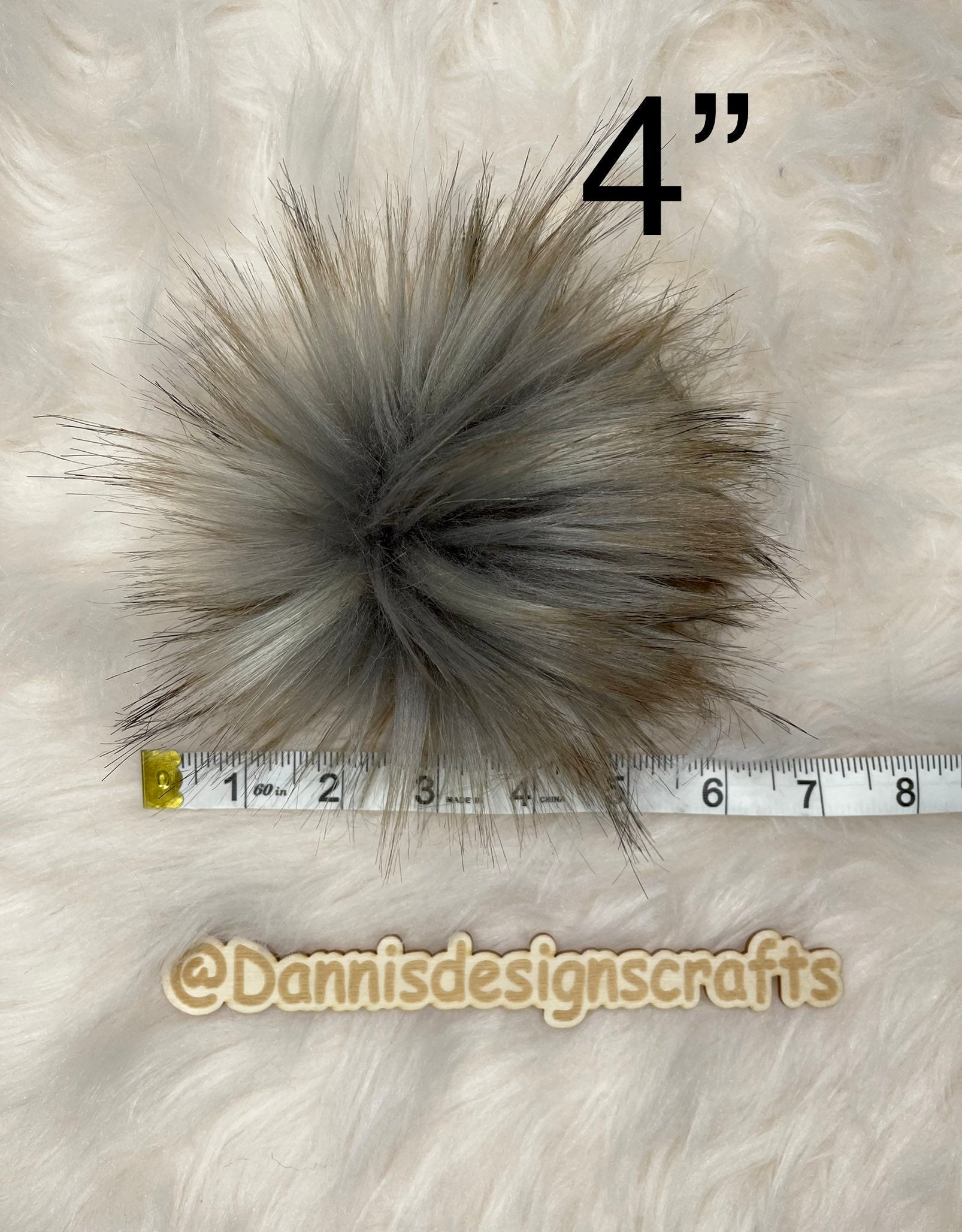 Apollo wolf gray faux fur Pom Pom